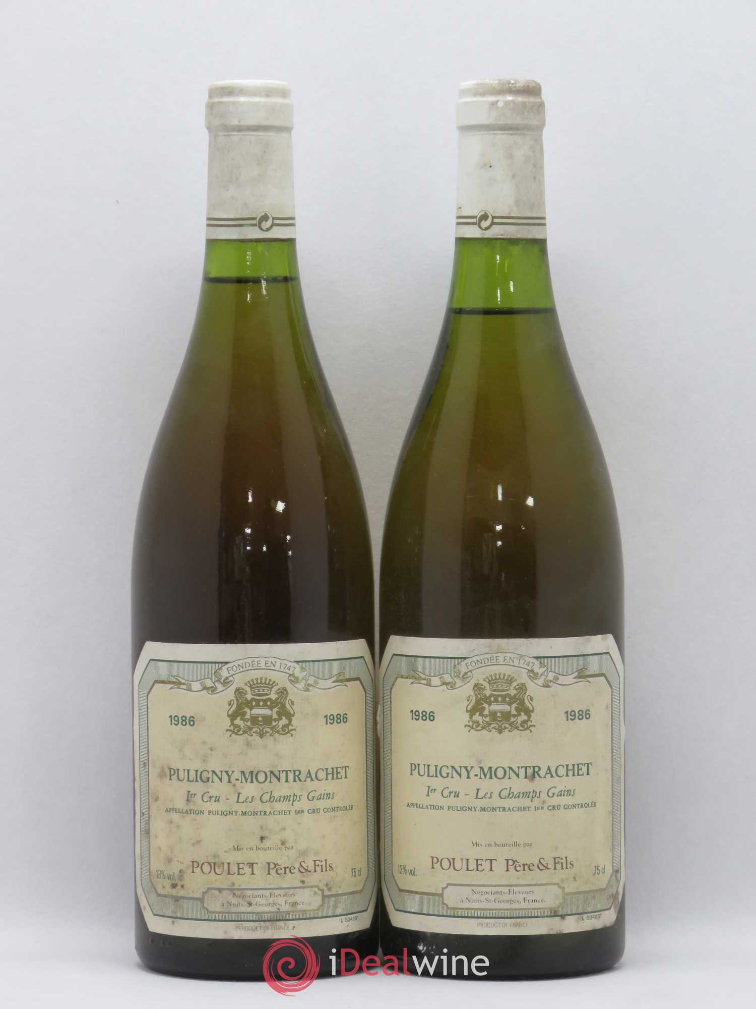 Puligny-Montrachet 1er Cru Les Champs Gains Poulet 1986 - Lotto di 2 bottiglie - 0