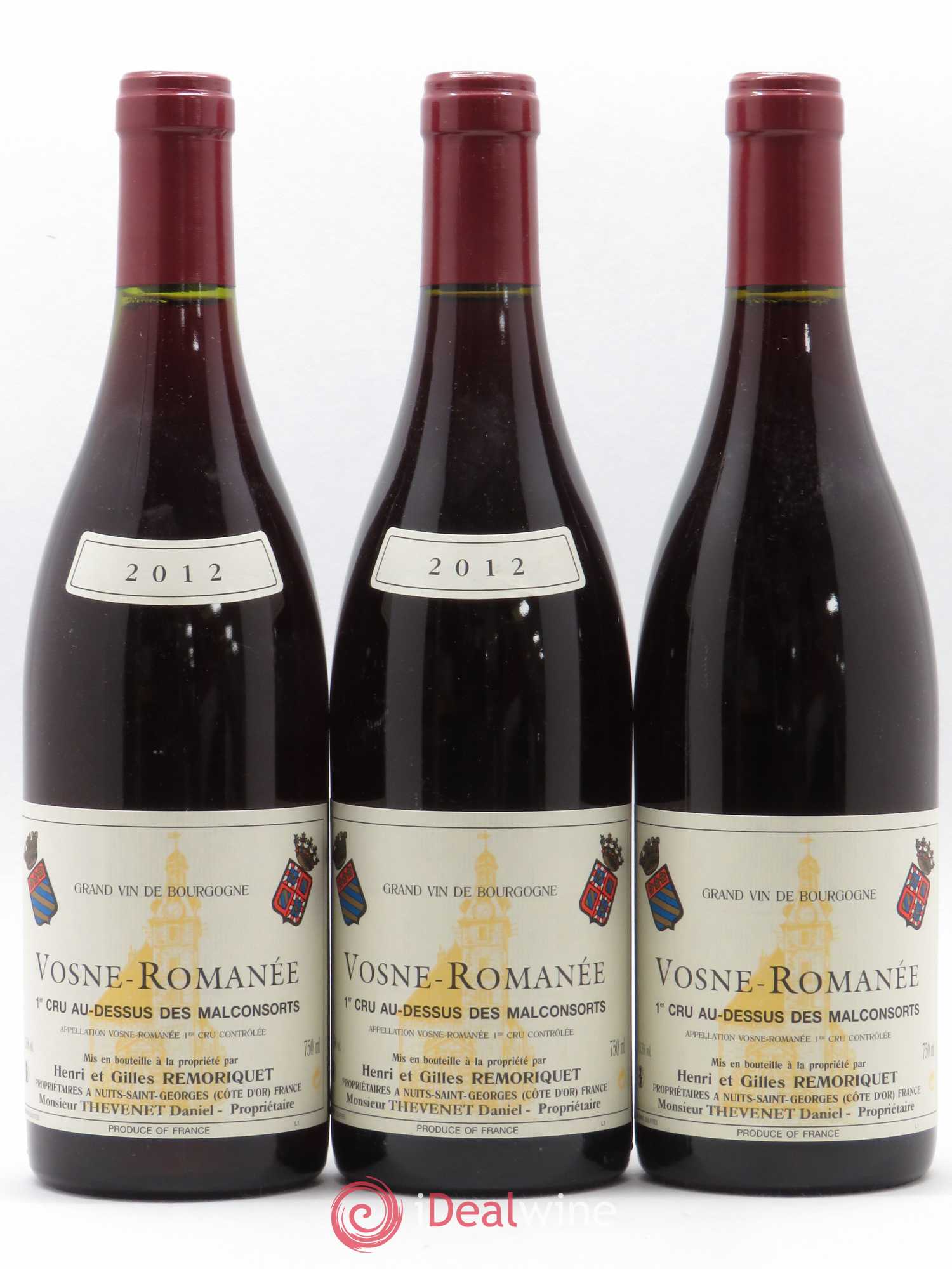 Vosne-Romanée 1er Cru Au Dessus des Malconsorts Gilles Remoriquet 2012 - Lot de 3 bouteilles - 0