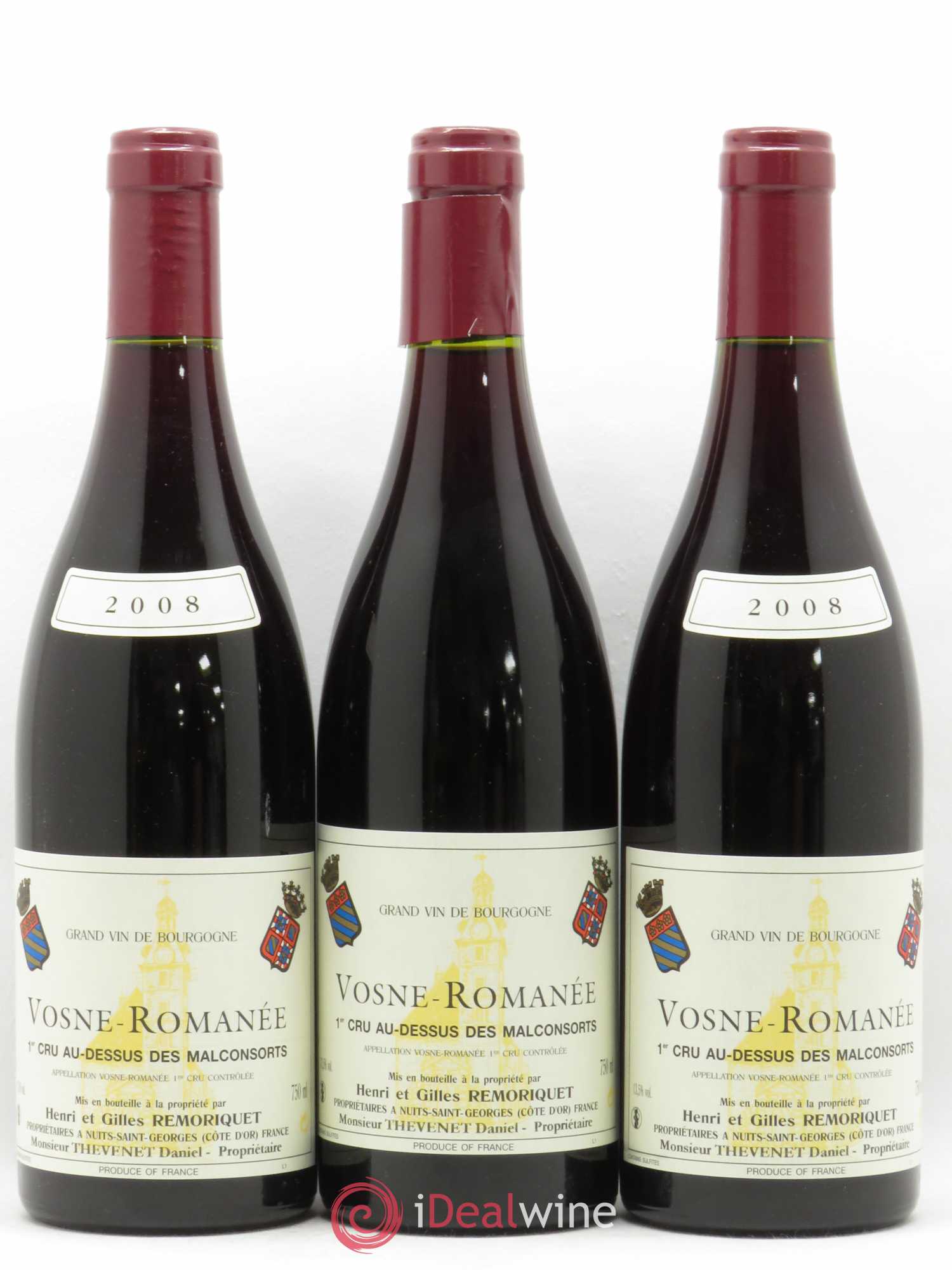 Vosne-Romanée 1er Cru Les Malconsorts Gilles Remoriquet 2008 - Lot de 3 bouteilles - 0