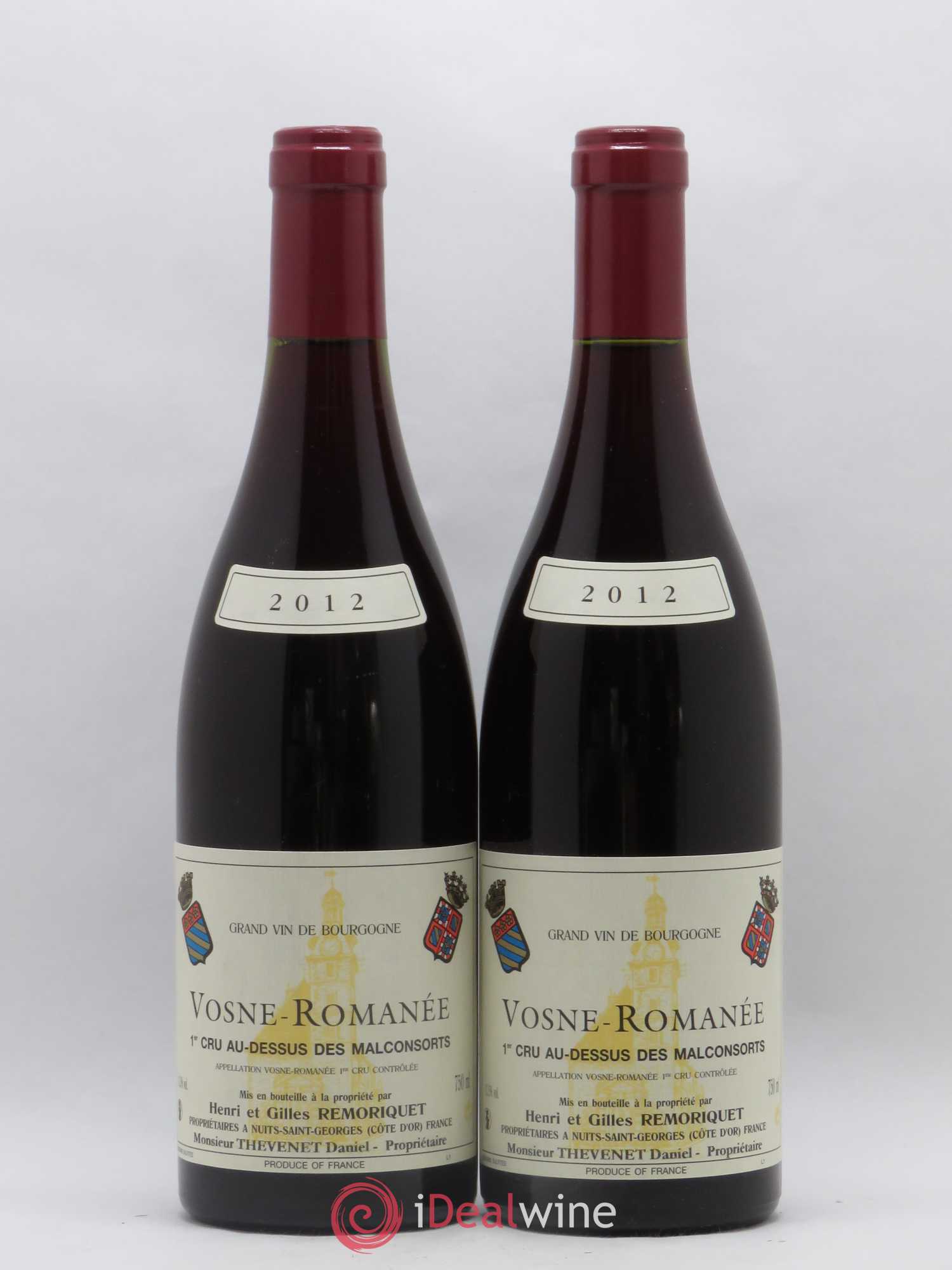 Vosne-Romanée 1er Cru Au Dessus des Malconsorts Gilles Remoriquet (sans prix de réserve) 2012 - Lot de 2 bouteilles - 0