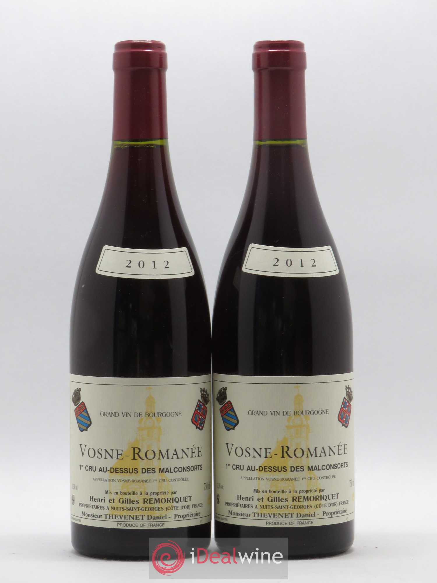 Vosne-Romanée 1er Cru Au Dessus des Malconsorts Gilles Remoriquet 2012 - Lot de 2 bouteilles - 0