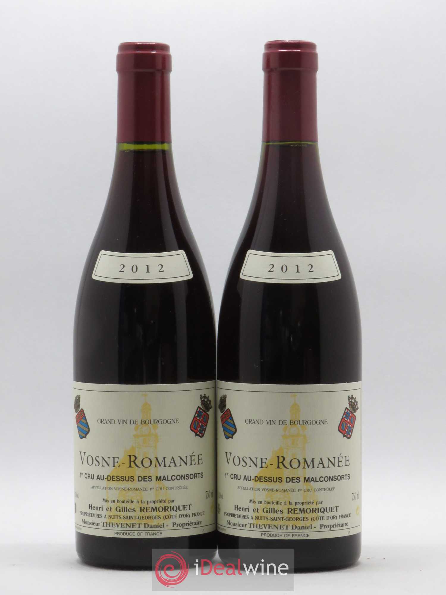 Vosne-Romanée 1er Cru Au Dessus des Malconsorts Gilles Remoriquet 2012 - Lot de 2 bouteilles - 0