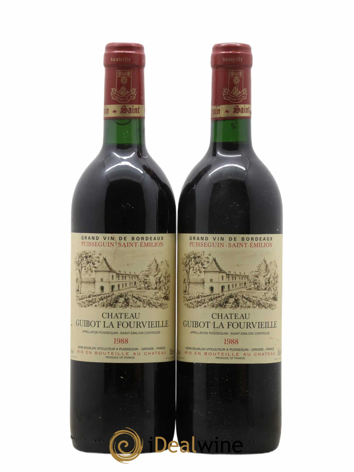 Puisseguin Saint-Émilion Château Guibot La Fourvieille 1988 - Lot de 2 bouteilles - 0