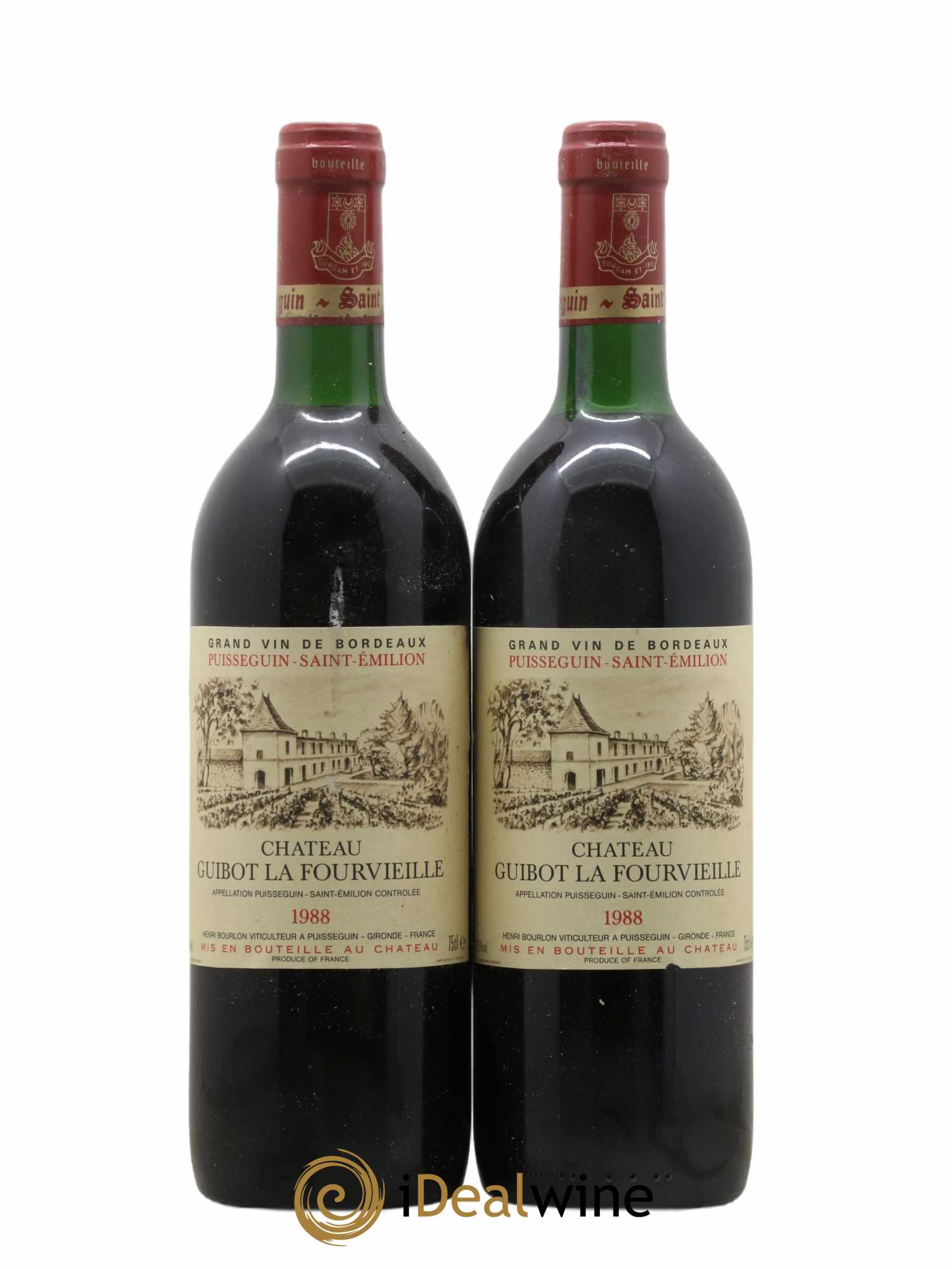 Puisseguin Saint-Émilion Château Guibot La Fourvieille 1988 - Lot de 2 bouteilles - 0