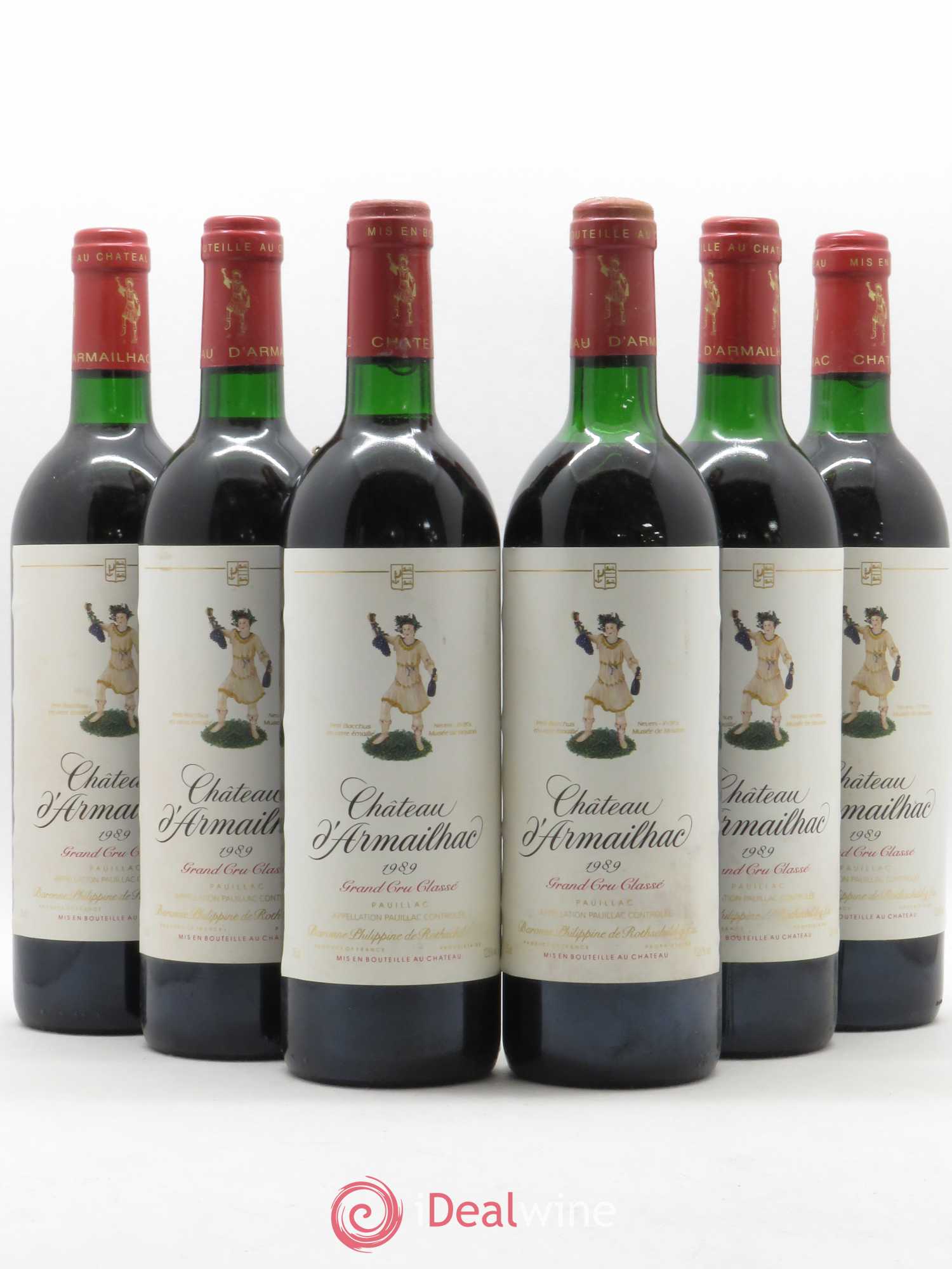 Château d' Armailhac - Mouton Baron(ne) Philippe 5ème Grand Cru Classé 1989 - Lot de 6 bouteilles - 0