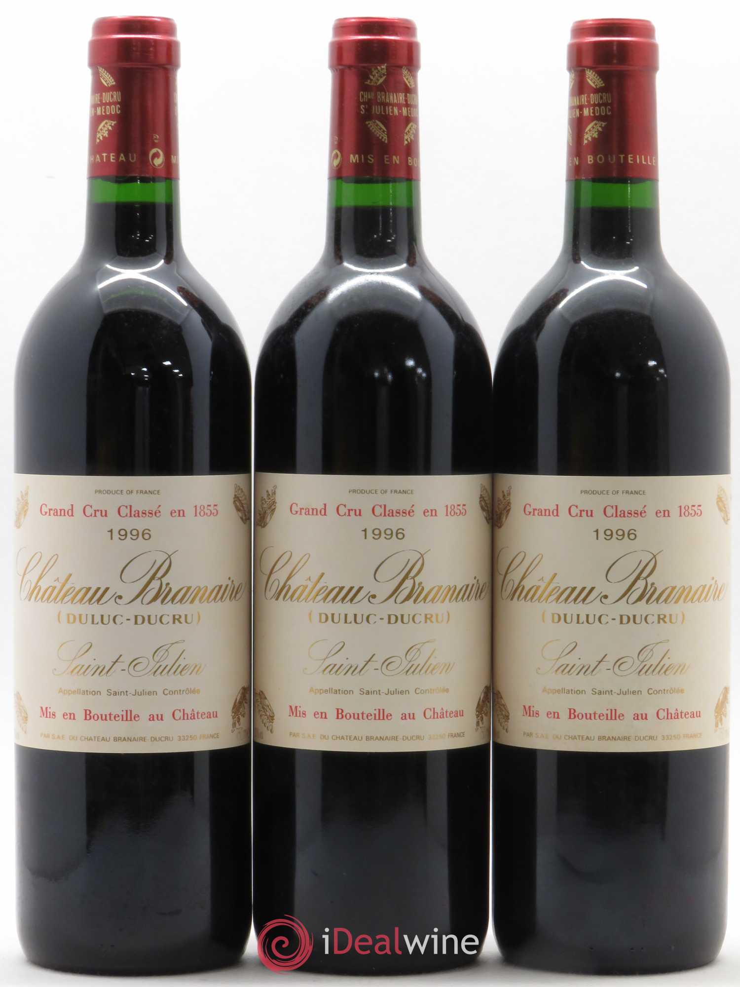 Château Branaire Ducru 4ème Grand Cru Classé 1996 - Lot de 3 bouteilles - 0