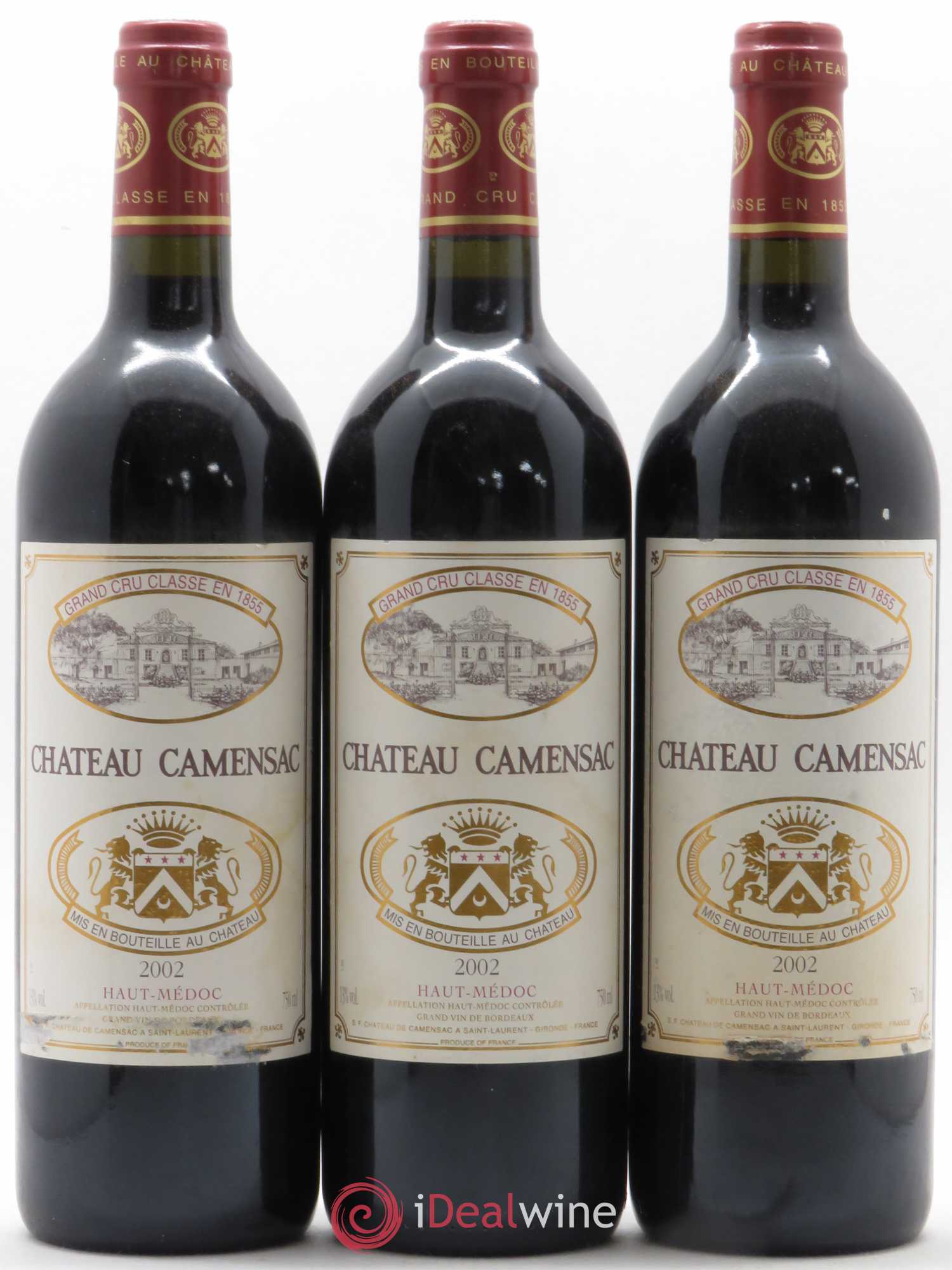 Château Camensac 5ème Grand Cru Classé 2002 - Lot de 3 bouteilles - 0