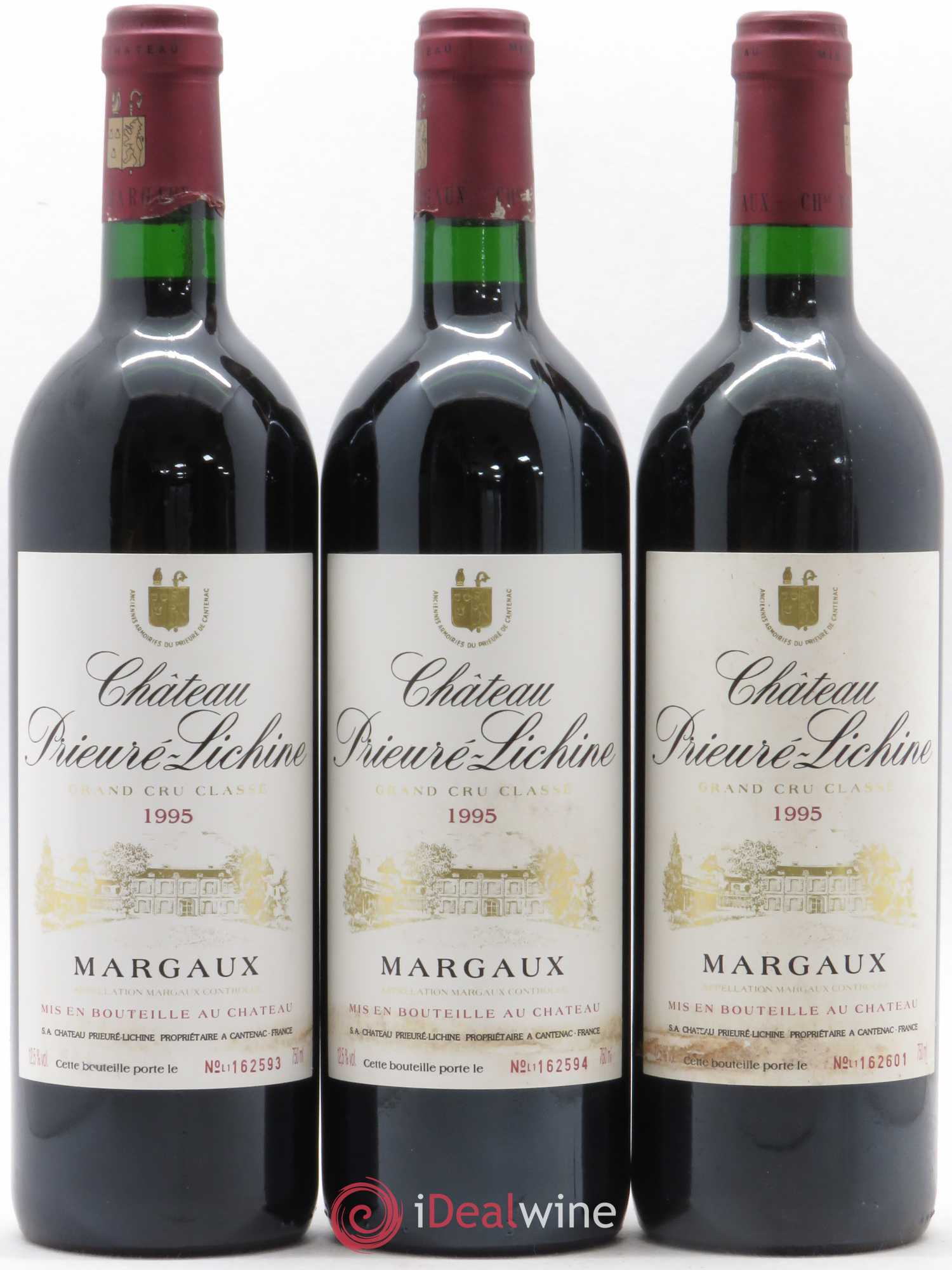 Château Prieuré Lichine 4ème Grand Cru Classé 1995 - Lot de 3 bouteilles - 0