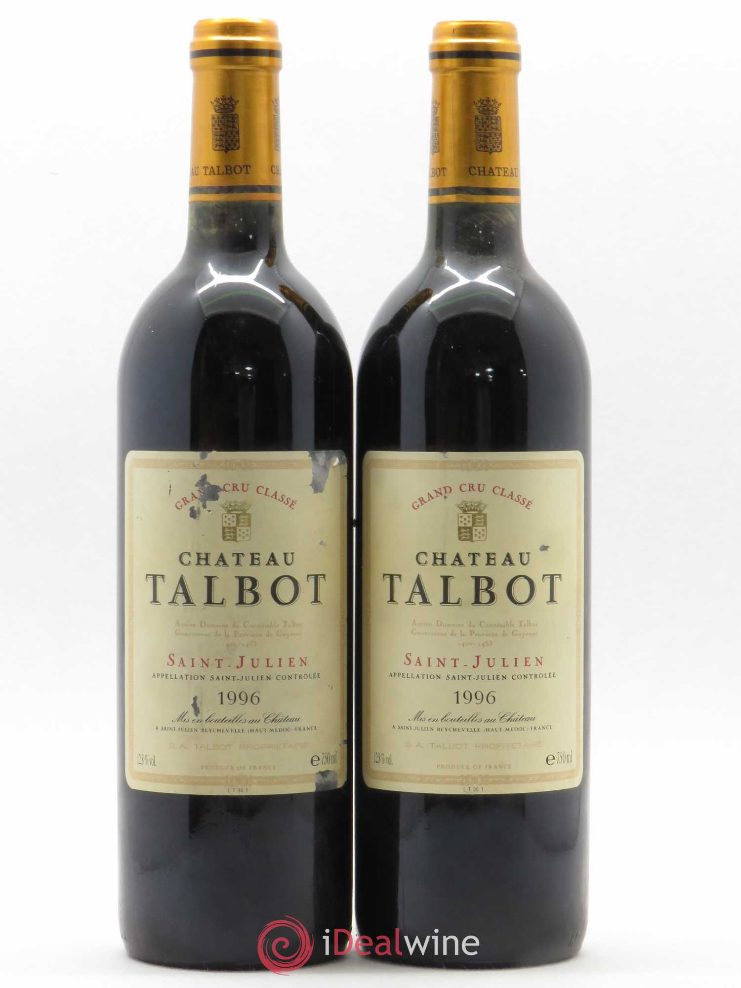 Château Talbot 4ème Grand Cru Classé 1996 - Lot de 2 bouteilles - 0