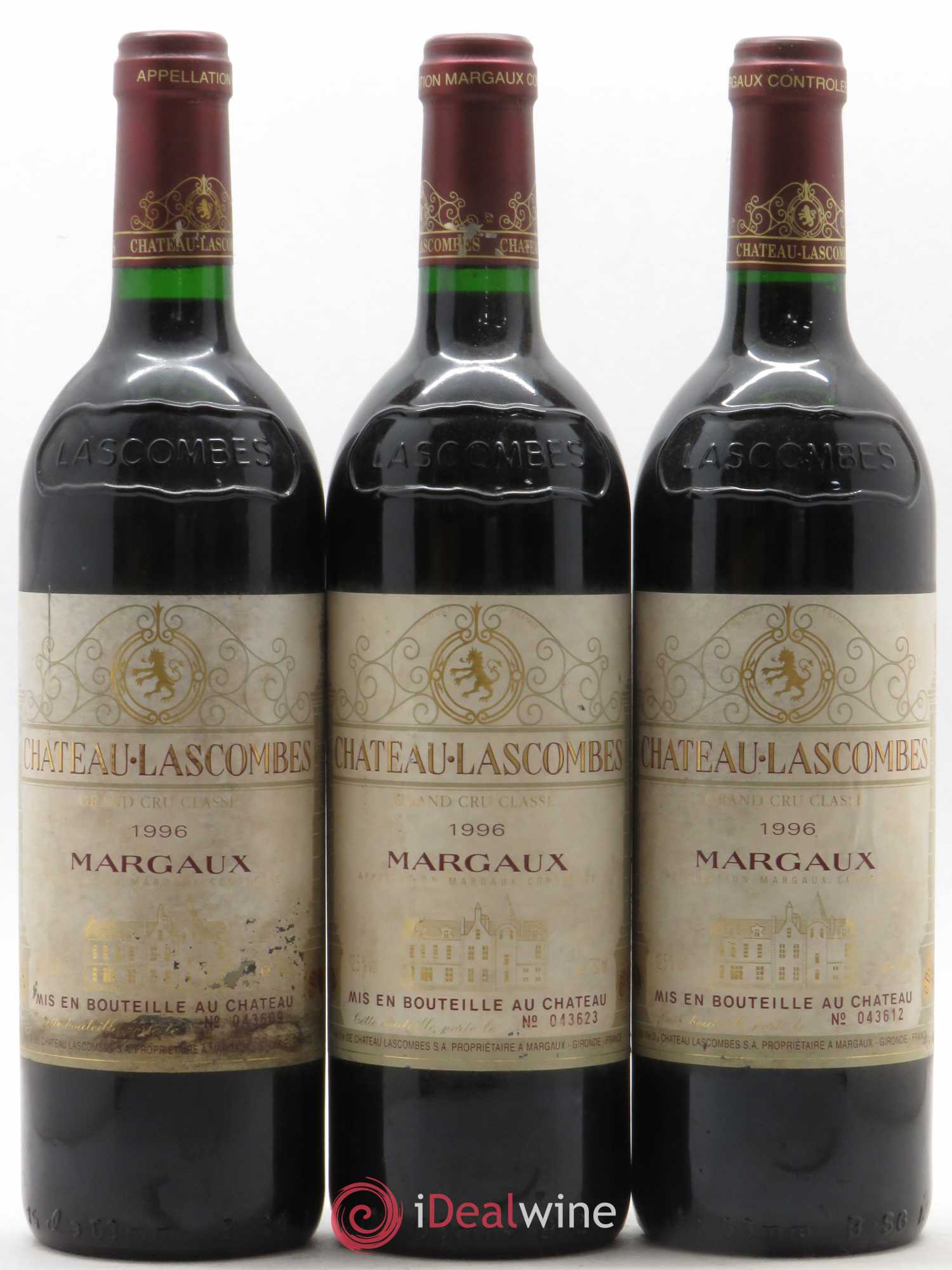 Château Lascombes 2ème Grand Cru Classé 1996 - Lot de 3 bouteilles - 0