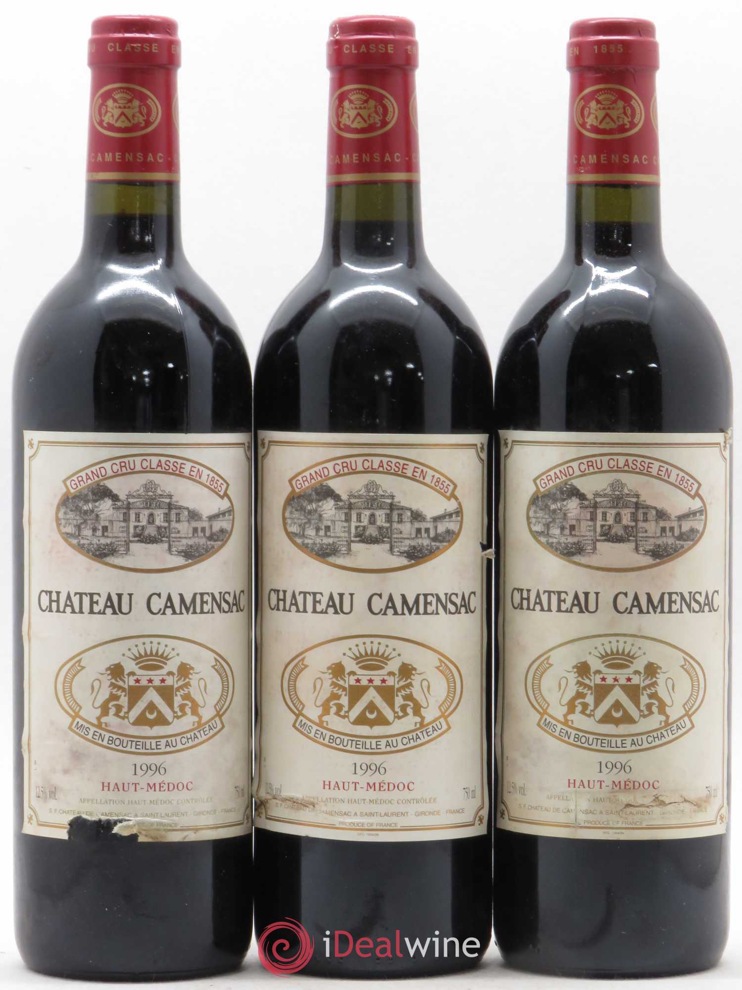 Château Camensac 5ème Grand Cru Classé 1996 - Lot de 3 bouteilles - 0
