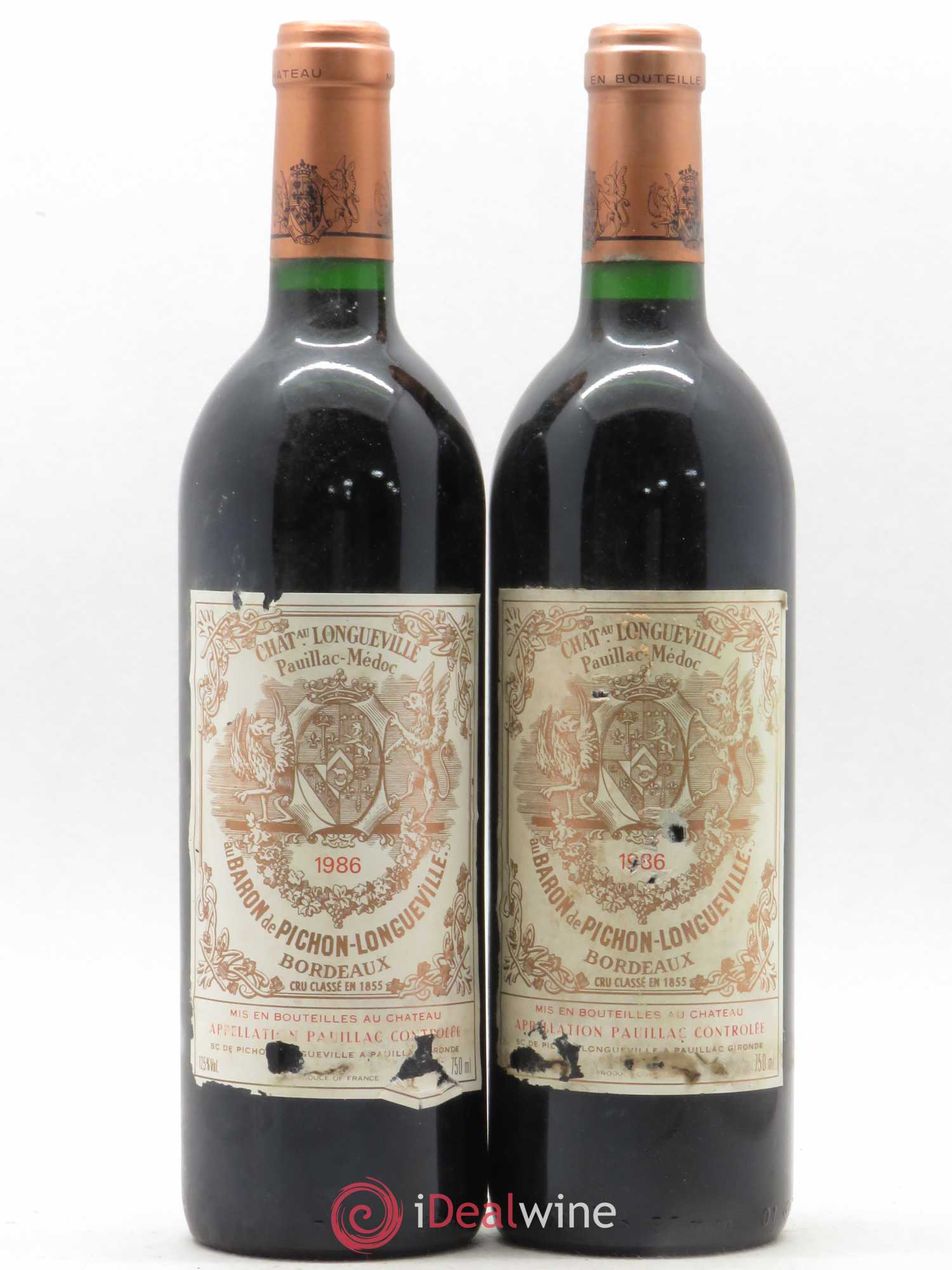 Pichon Longueville Baron 2ème Grand Cru Classé 1986 - Lot de 2 bouteilles - 0