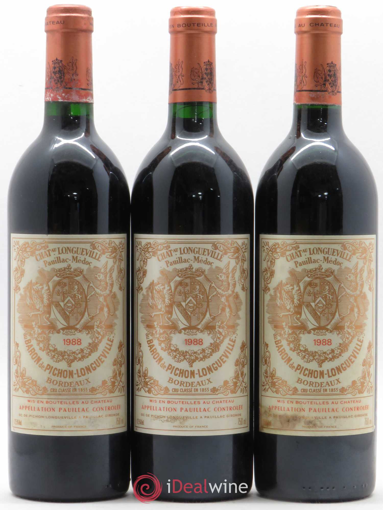 Pichon Longueville Baron 2ème Grand Cru Classé 1988 - Lot de 3 bouteilles - 0