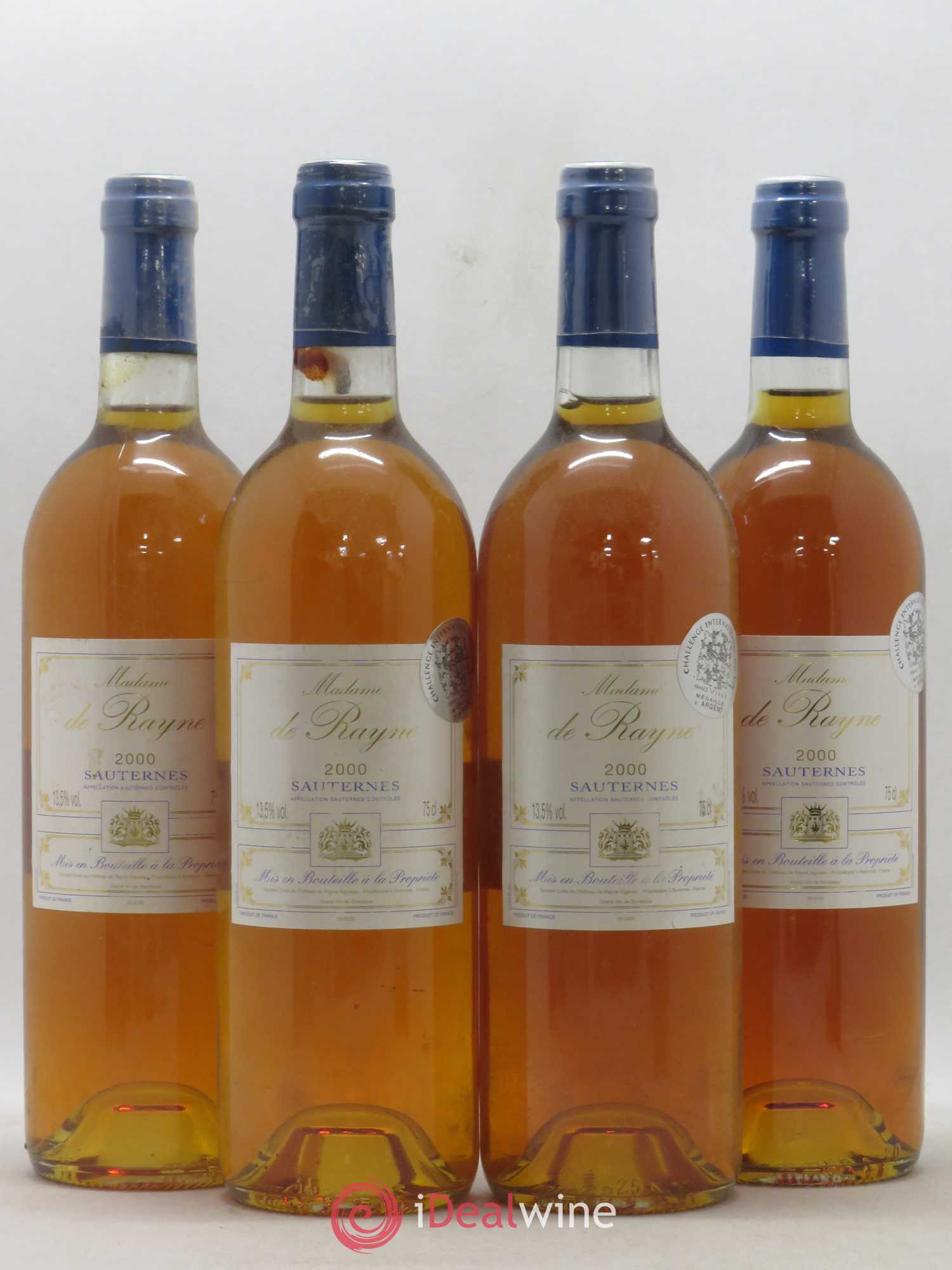 Sauternes Madame de Rayne 2000 - Lot de 4 bouteilles - 0