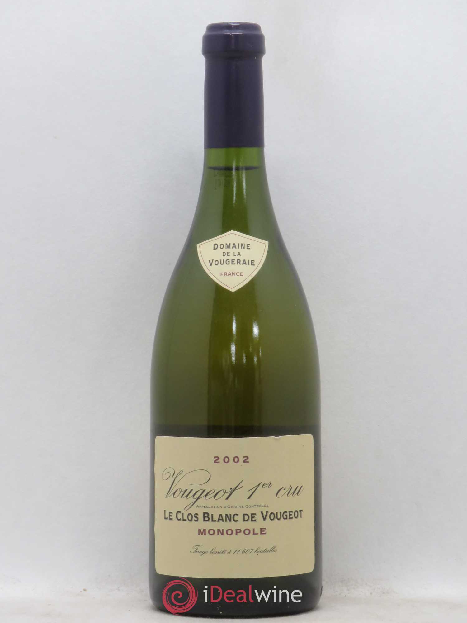 Vougeot 1er Cru Le Clos Blanc de Vougeot La Vougeraie 2002 - Lot de 1 bouteille - 0