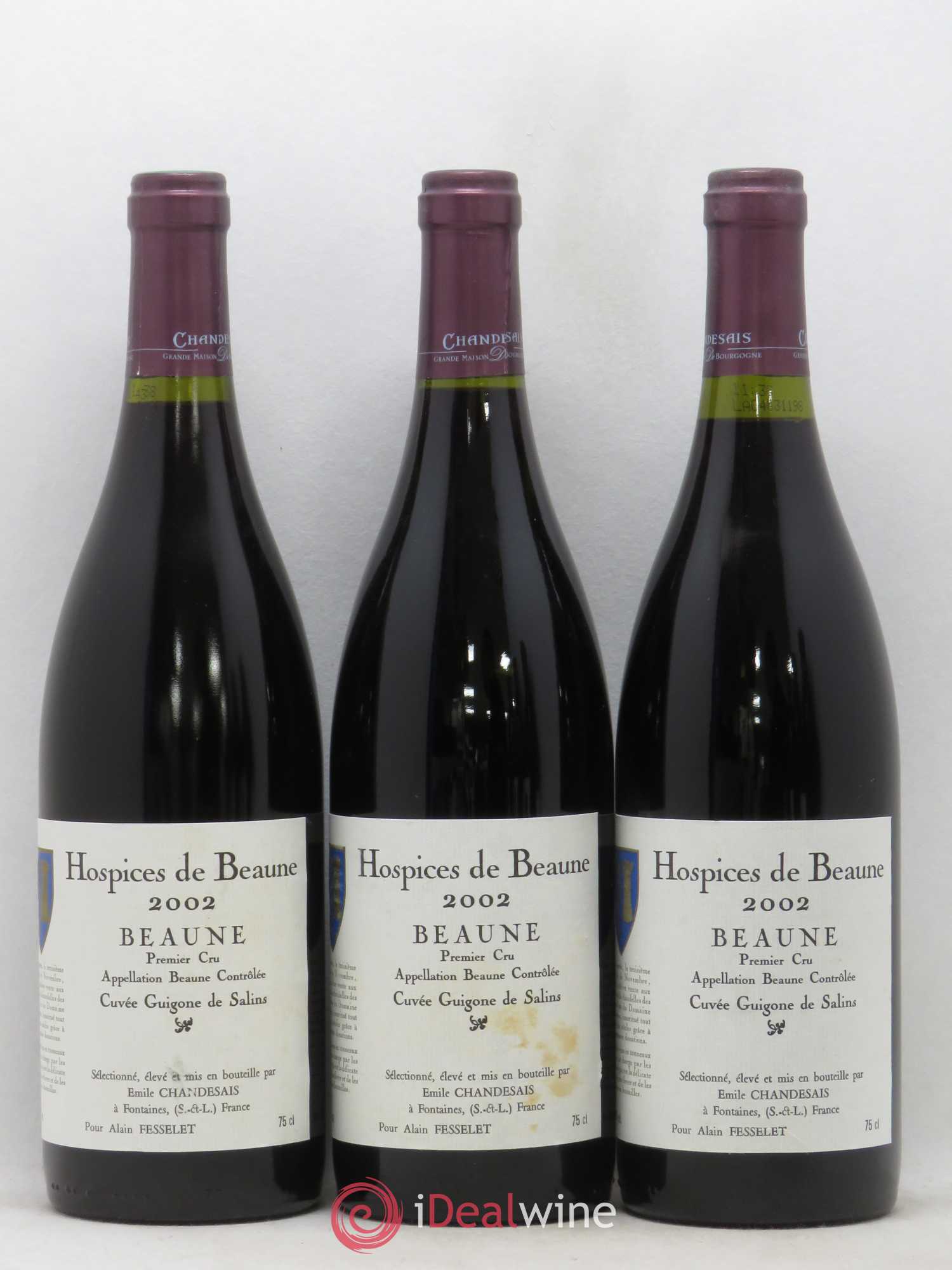 Beaune 1er Cru Cuvée Guigone de Salins Hospices de Beaune émile Chandesais 2002 - Posten von 6 Flaschen - 2