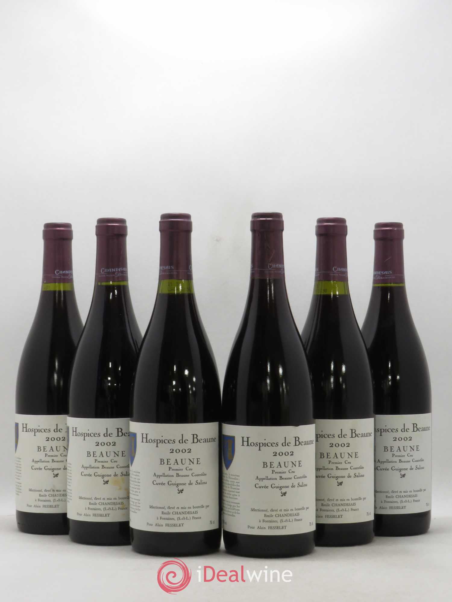 Beaune 1er Cru Cuvée Guigone de Salins Hospices de Beaune émile Chandesais 2002 - Posten von 6 Flaschen - 0
