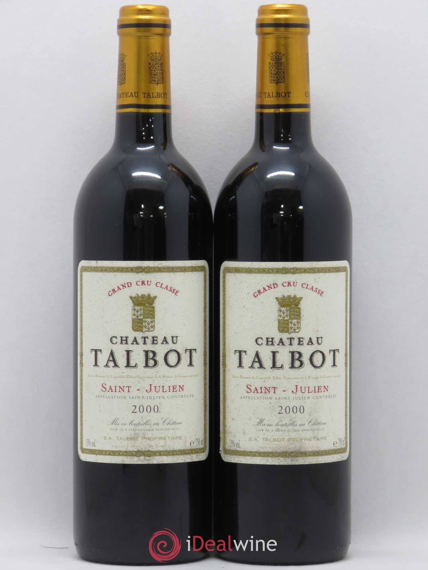 Château Talbot 4ème Grand Cru Classé 2000 - Lot de 2 bouteilles - 0