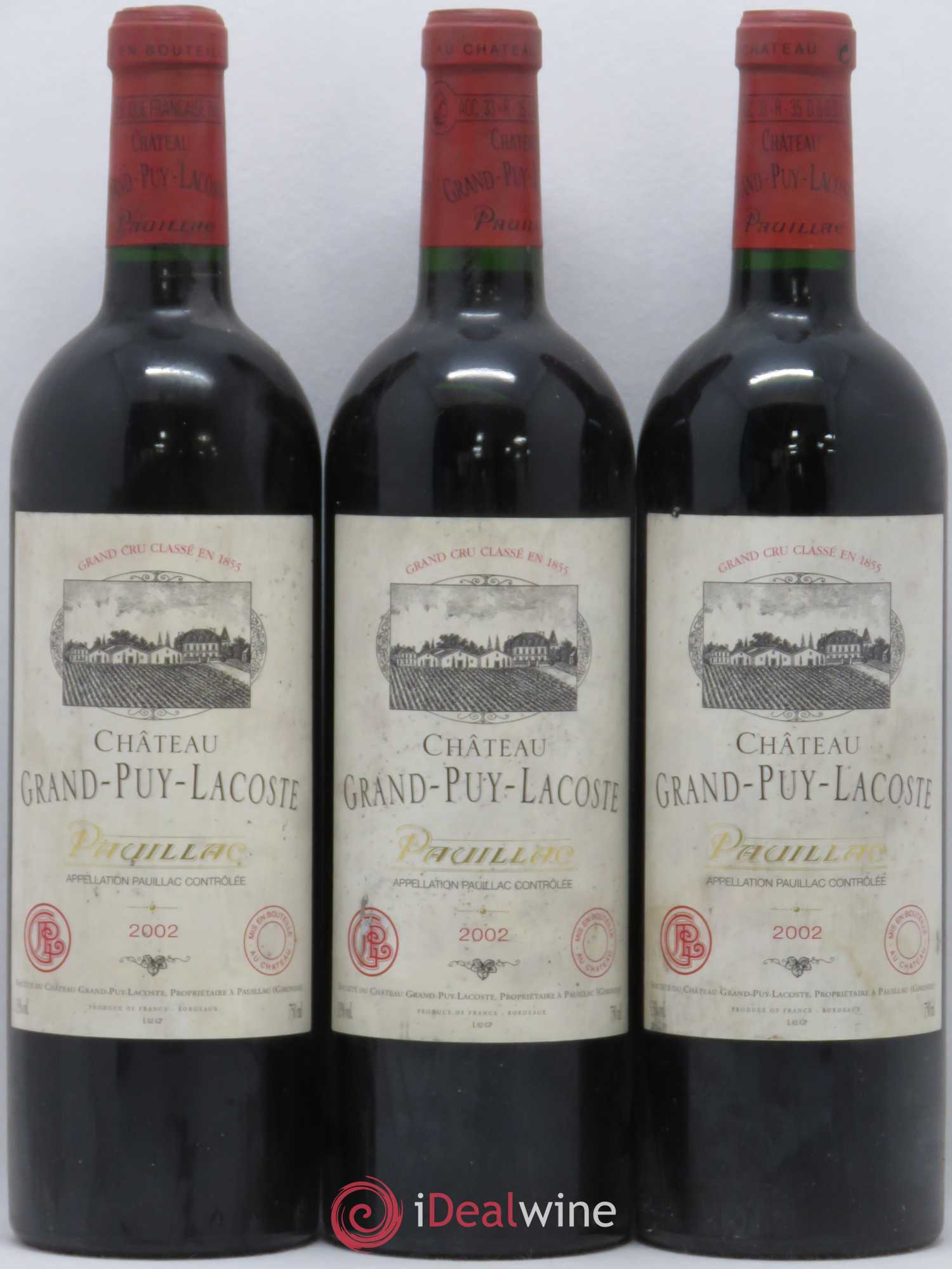 Château Grand Puy Lacoste 5ème Grand Cru Classé 2002 - Lot de 3 bouteilles - 0