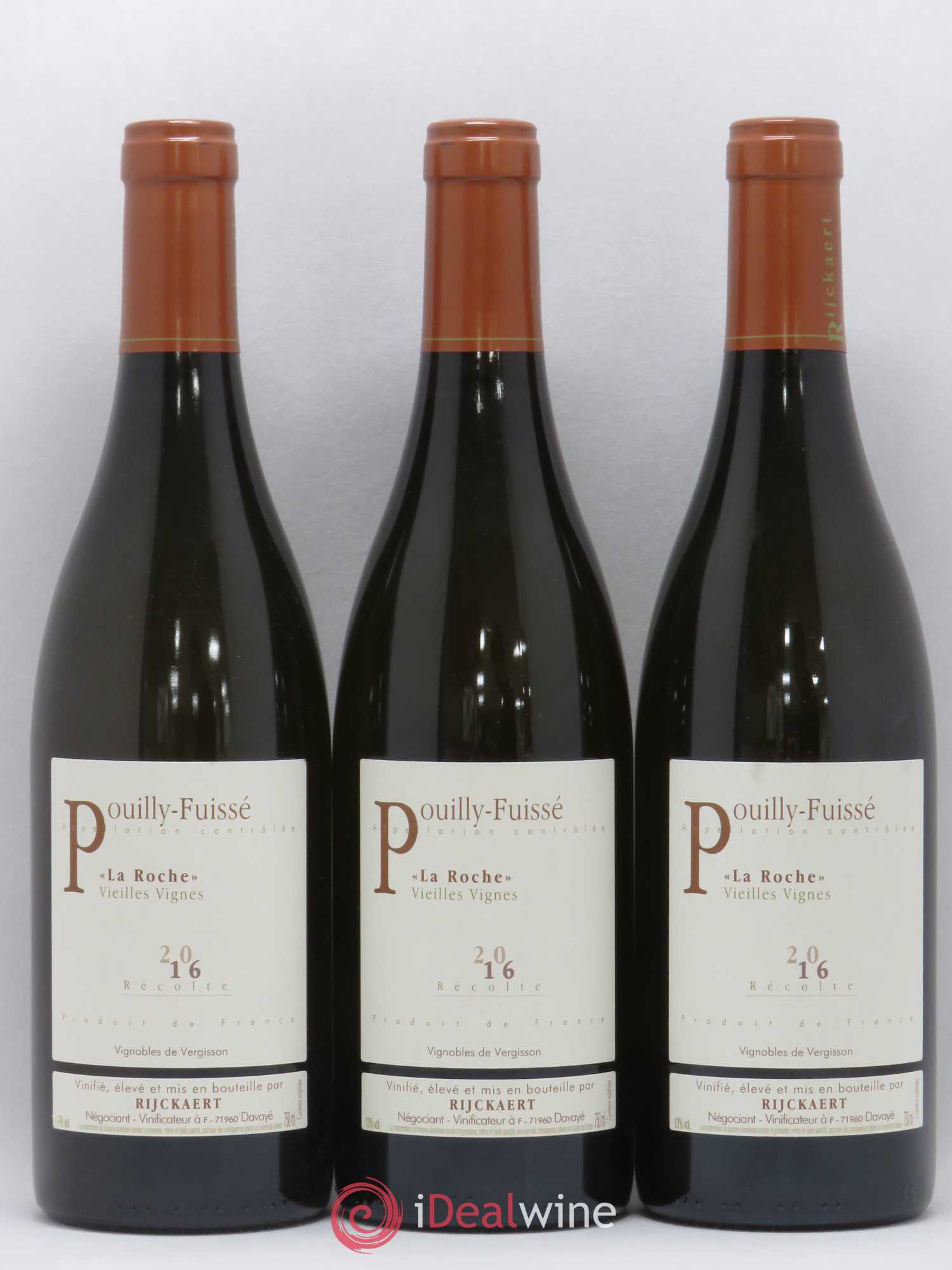 Pouilly-Fuissé La Roche Vieilles Vignes Rijckaert 2016 - Lot de 3 bouteilles - 0