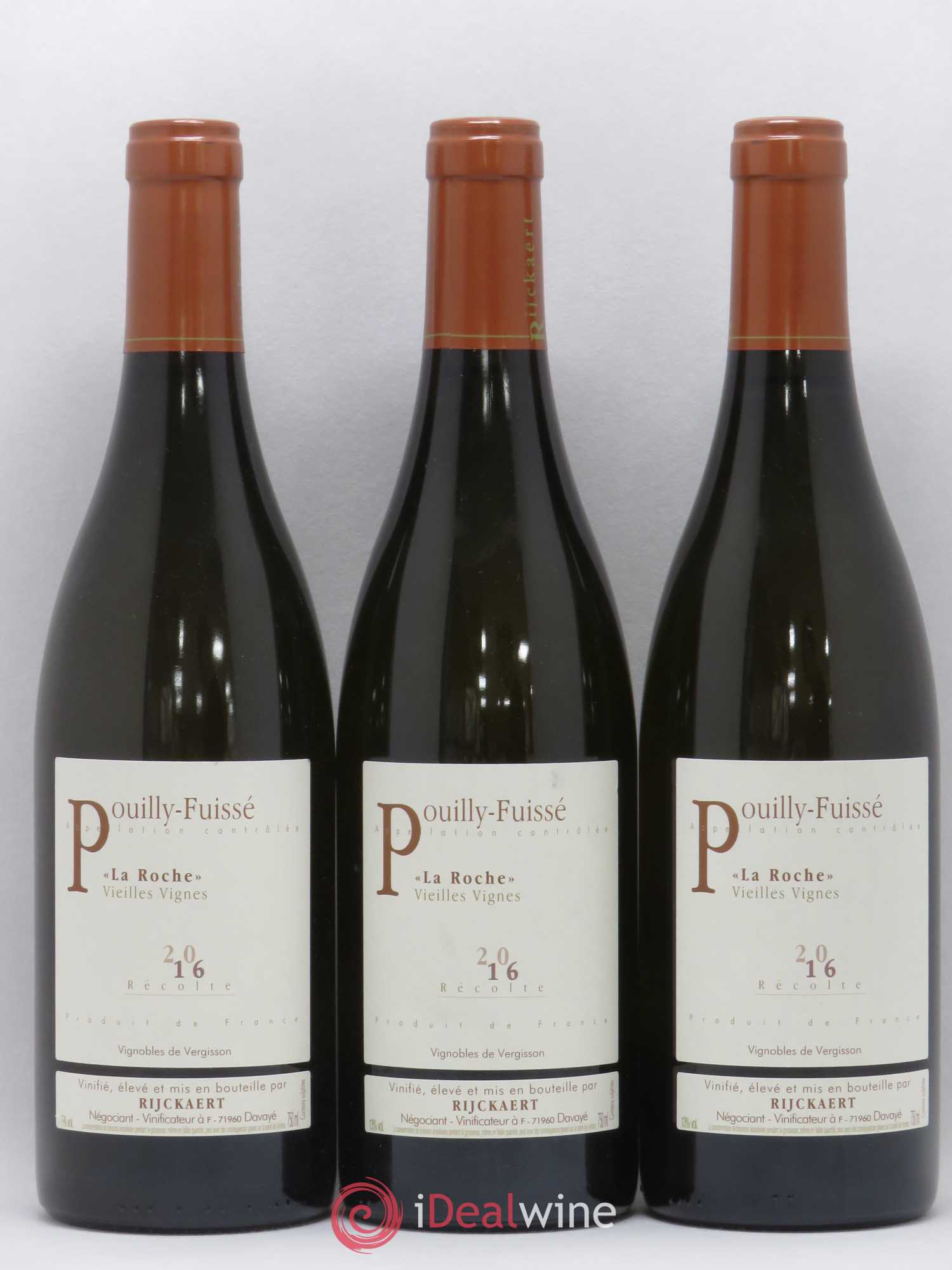 Pouilly-Fuissé La Roche Vieilles Vignes Rijckaert 2016 - Posten von 3 Flaschen - 0
