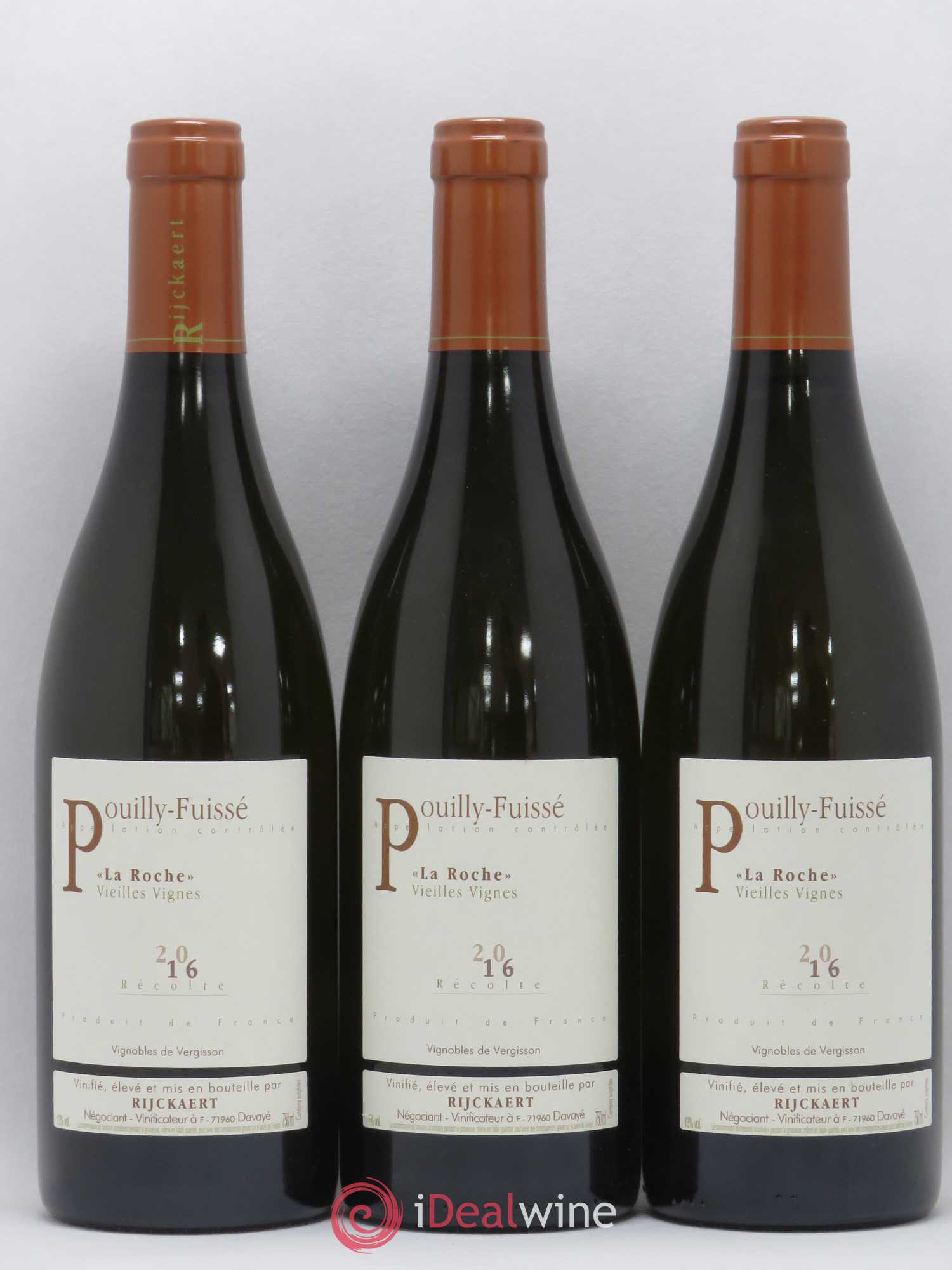 Pouilly-Fuissé La Roche Vieilles Vignes Rijckaert 2016 - Posten von 3 Flaschen - 0