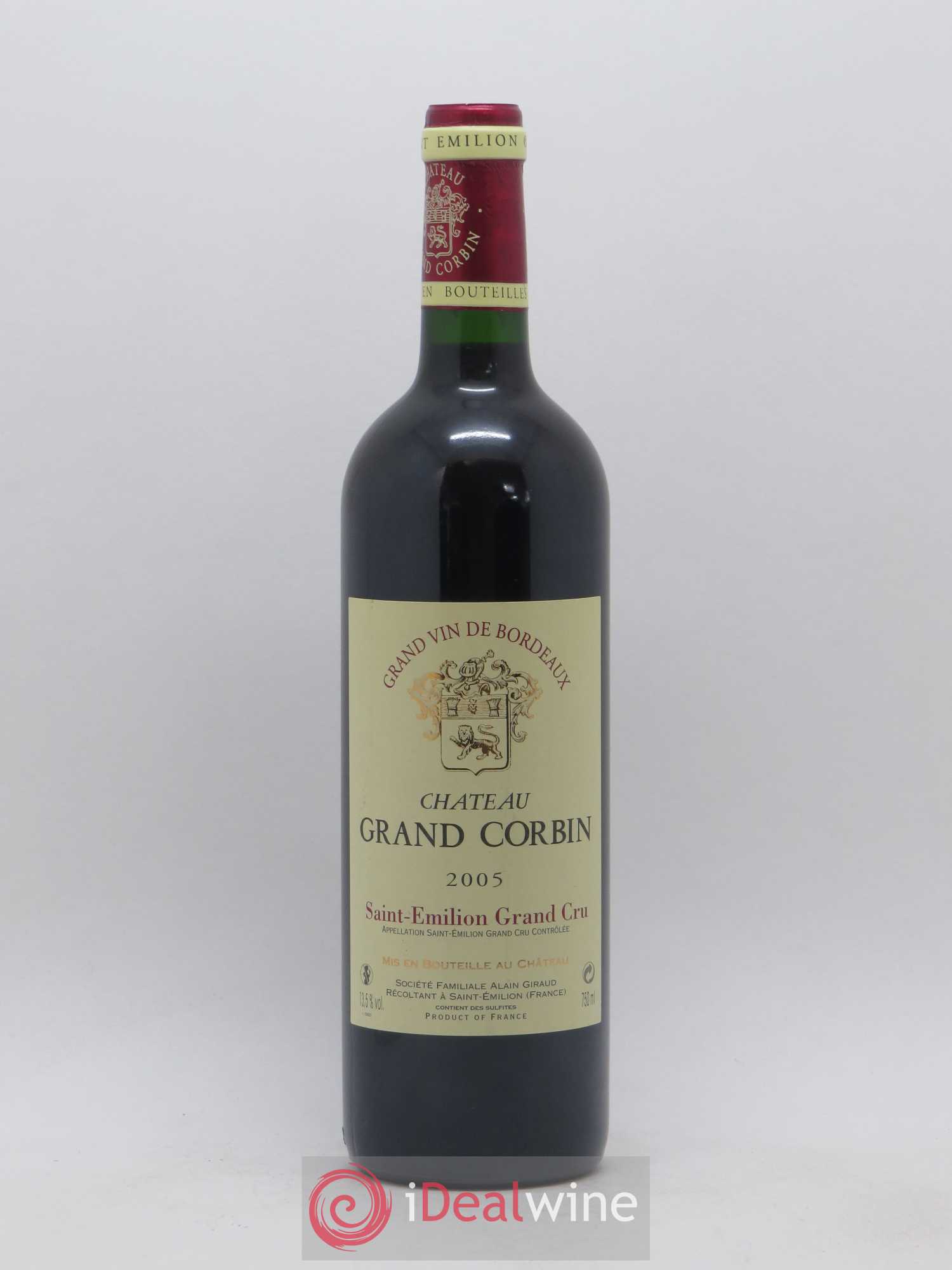 Château Grand Corbin Grand Cru Classé 2005 - Lot de 1 bouteille - 0