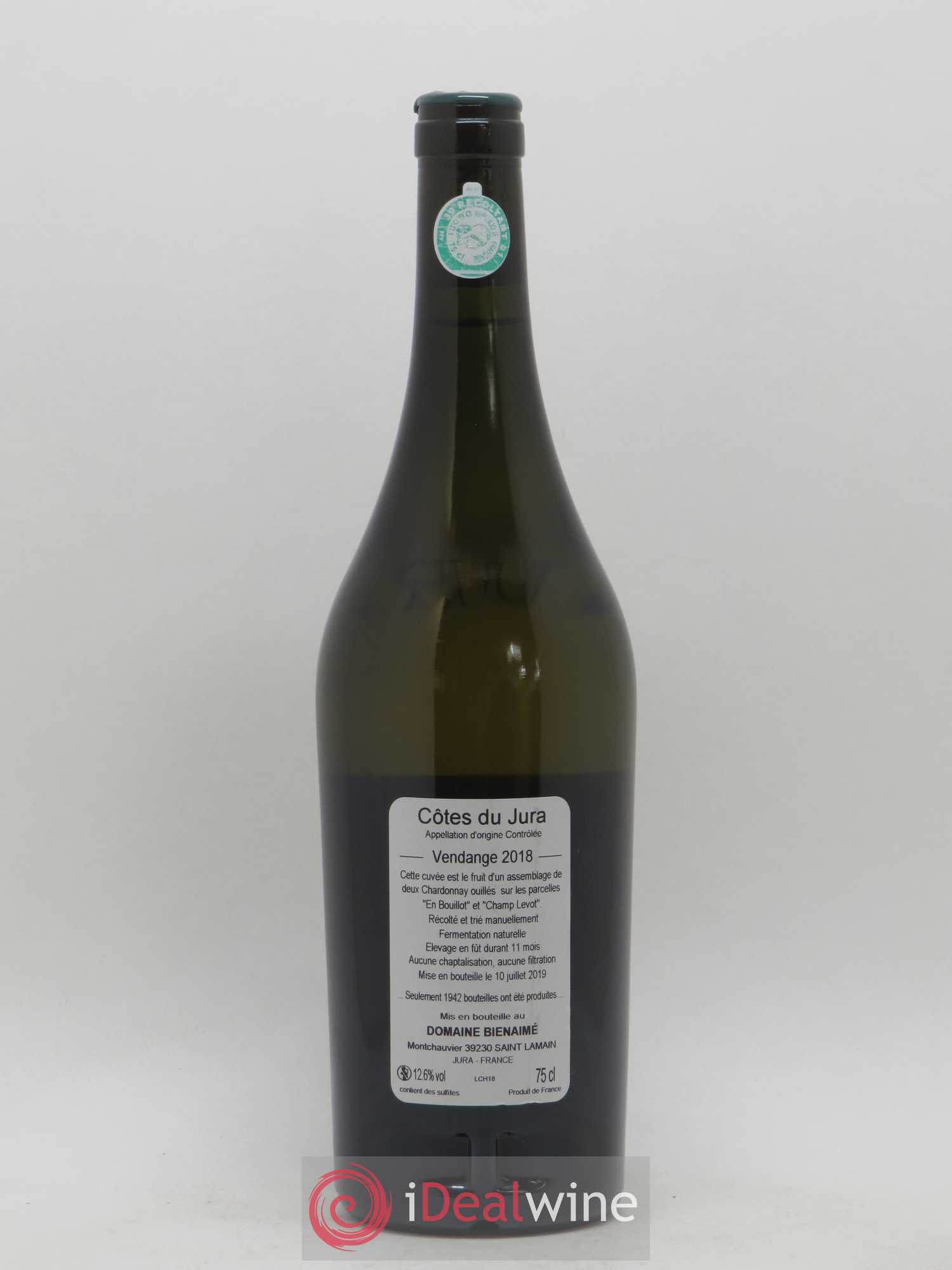 Côtes du Jura Chardonnay Bruno Bienaimé 2018 - Lot de 1 bouteille - 1