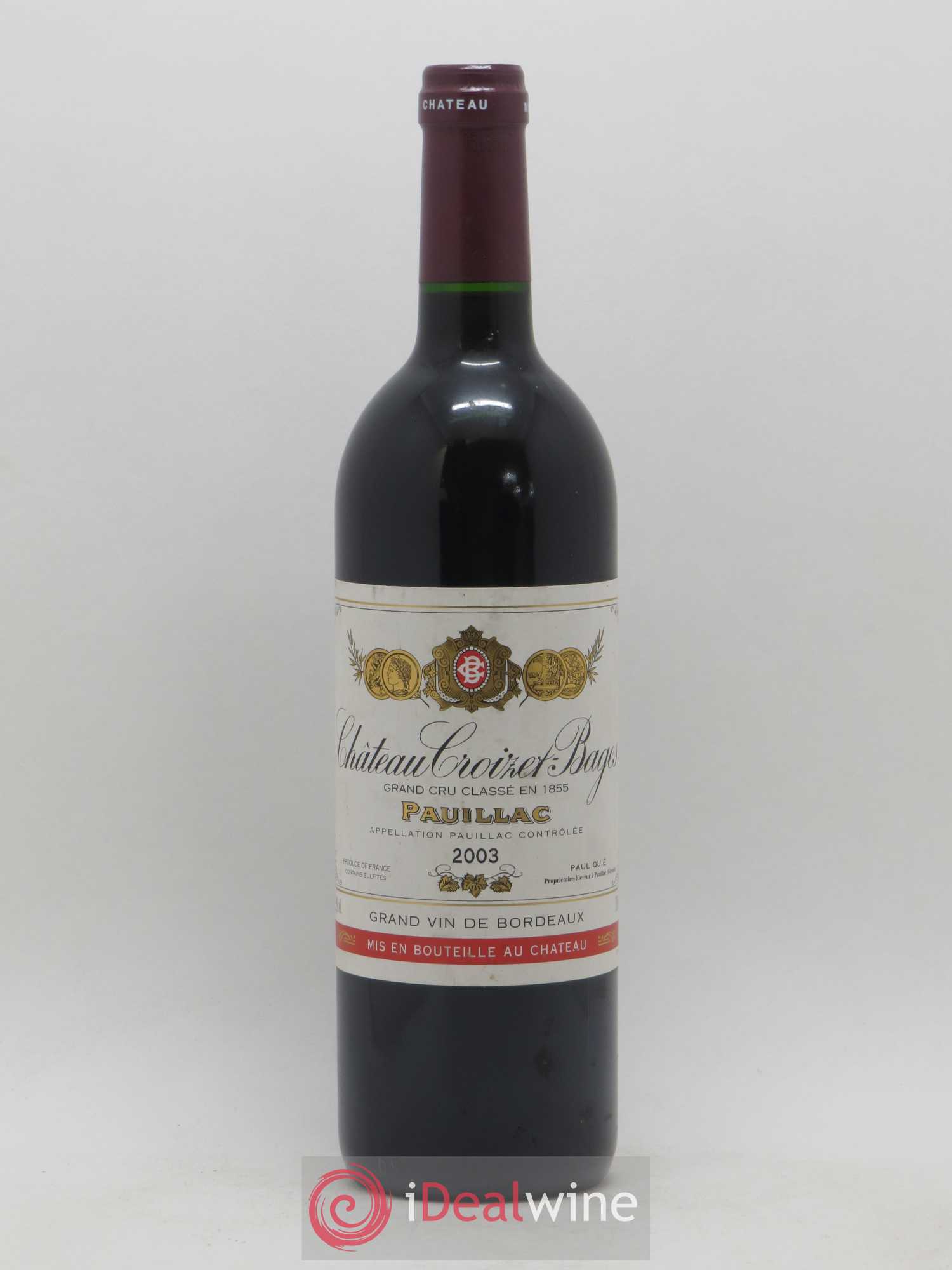 Château Croizet Bages 5ème Grand Cru Classé 2003 - Lot de 1 bouteille - 0