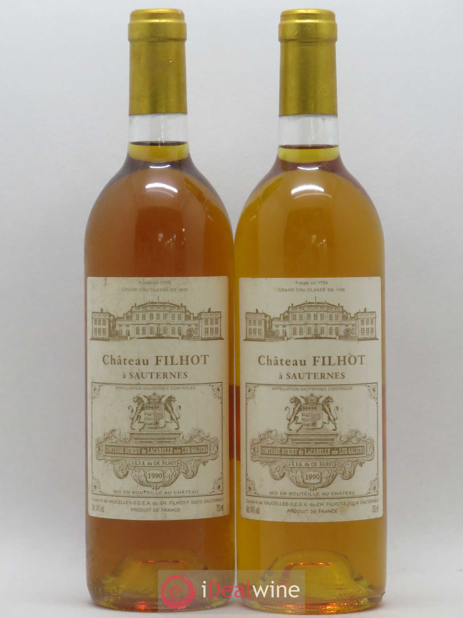 Château Filhot 2ème Grand Cru Classé 1990 - Lotto di 2 bottiglie - 0