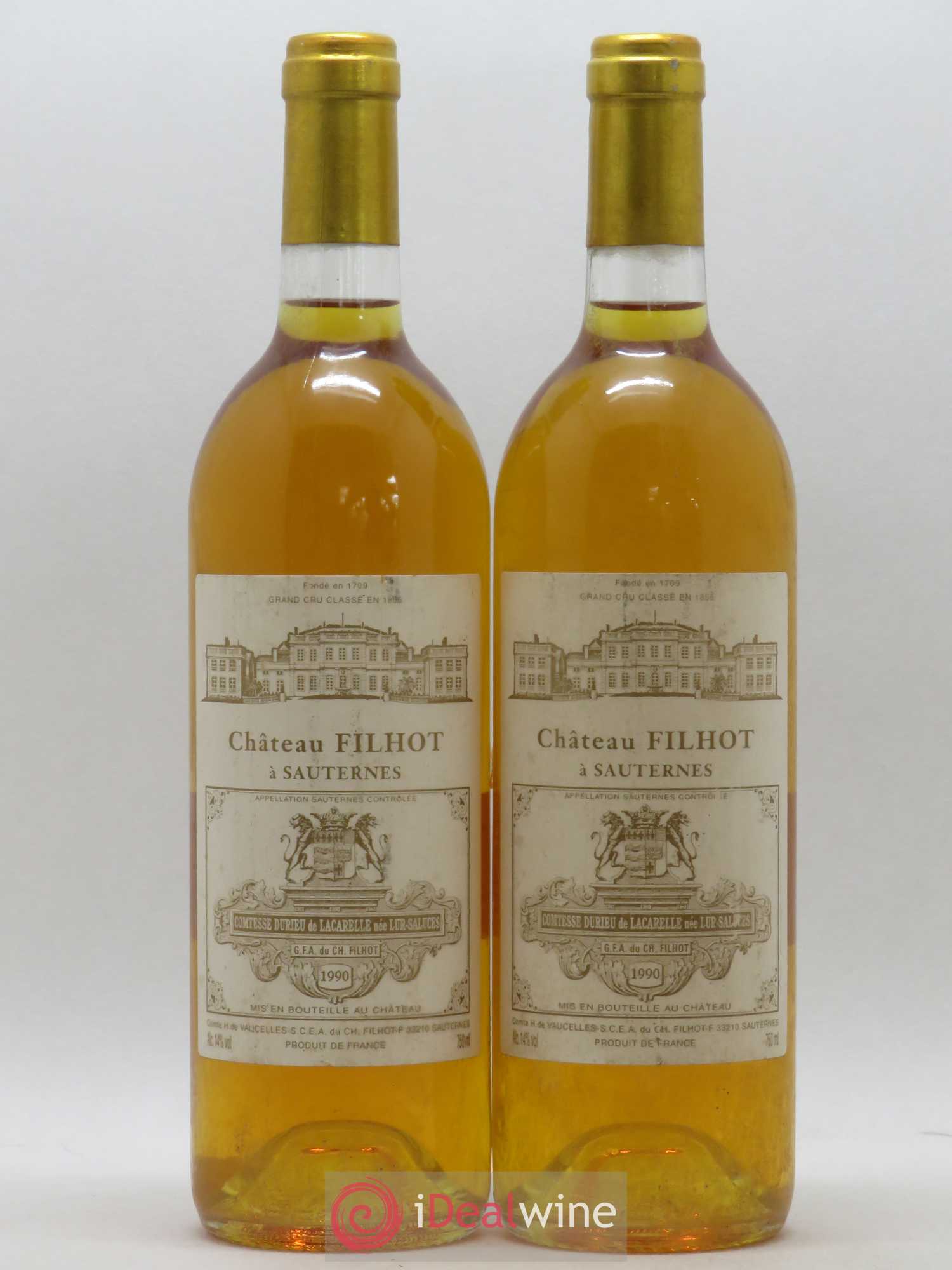 Château Filhot 2ème Grand Cru Classé 1990 - Lotto di 2 bottiglie - 0