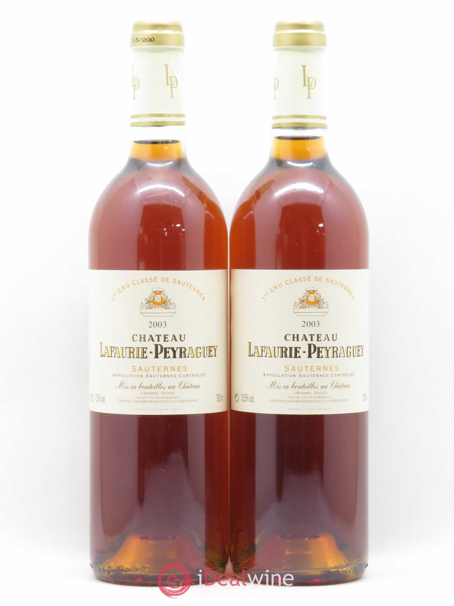 Château Lafaurie-Peyraguey 1er Grand Cru Classé 2003 - Lotto di 2 bottiglie - 0