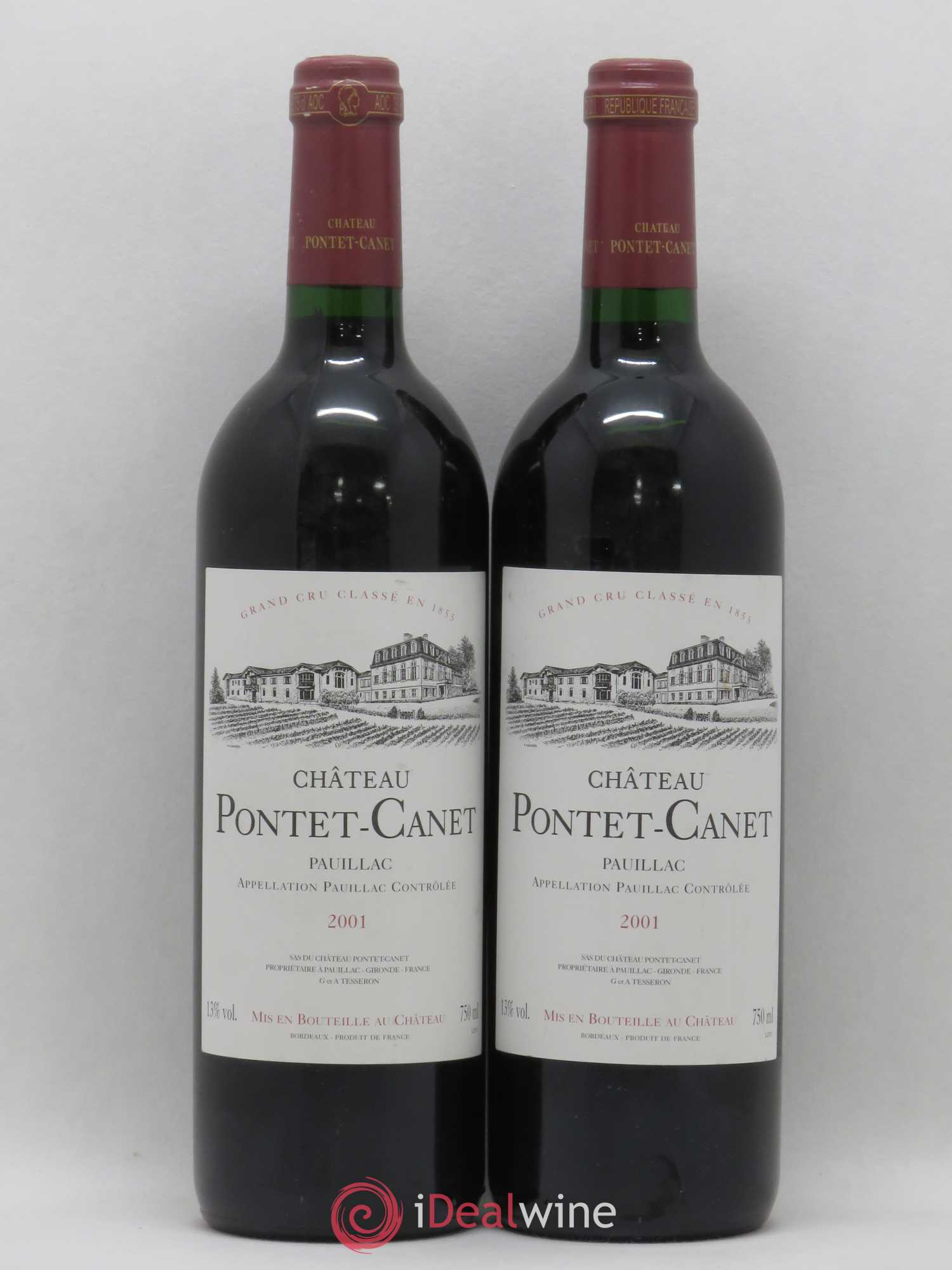 Château Pontet Canet 5ème Grand Cru Classé 2001 - Lot de 2 bouteilles - 0
