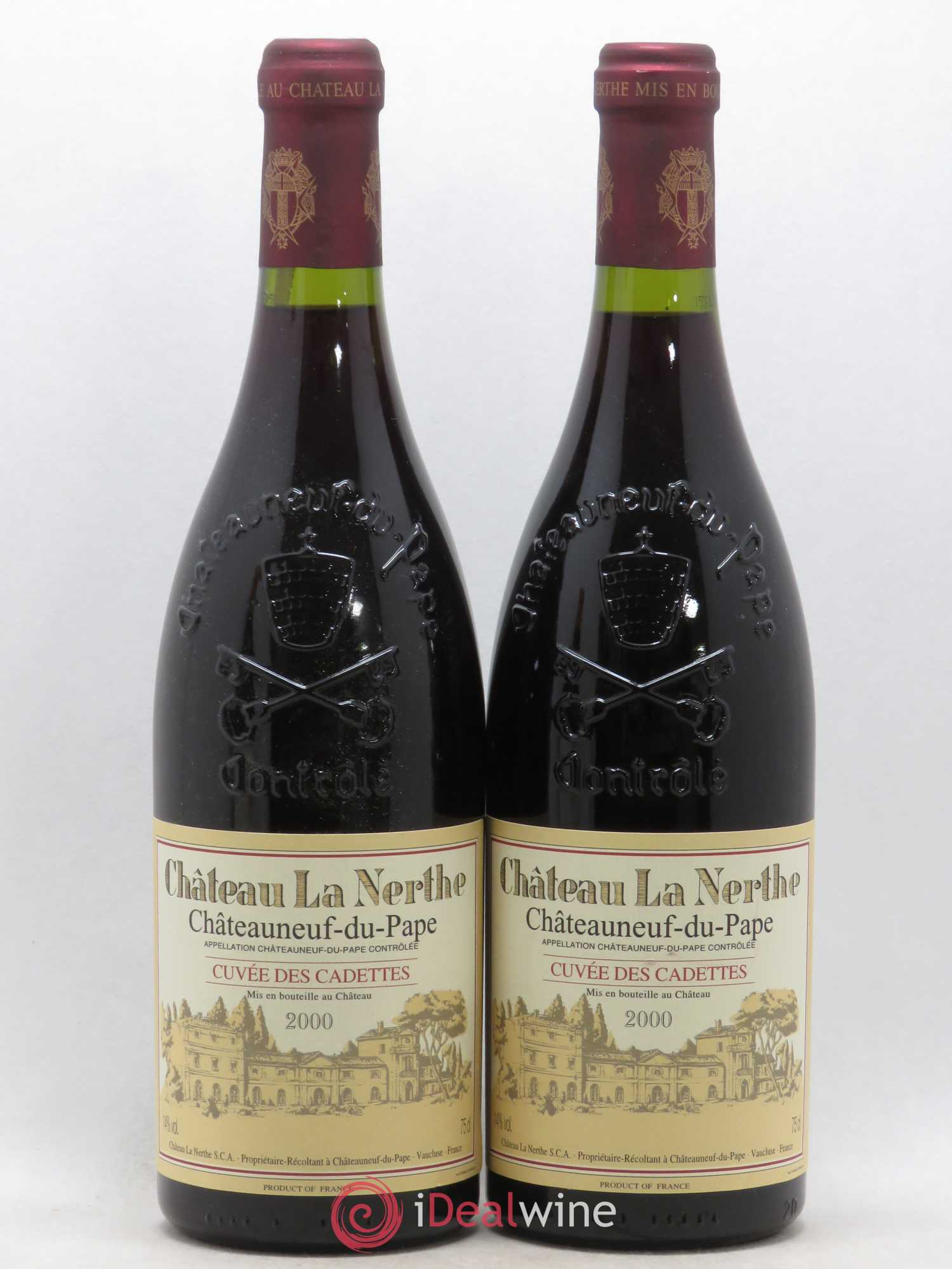 Châteauneuf-du-Pape Château La Nerthe Cuvée des Cadettes Famille Richard 2000 - Lot de 2 bouteilles - 0