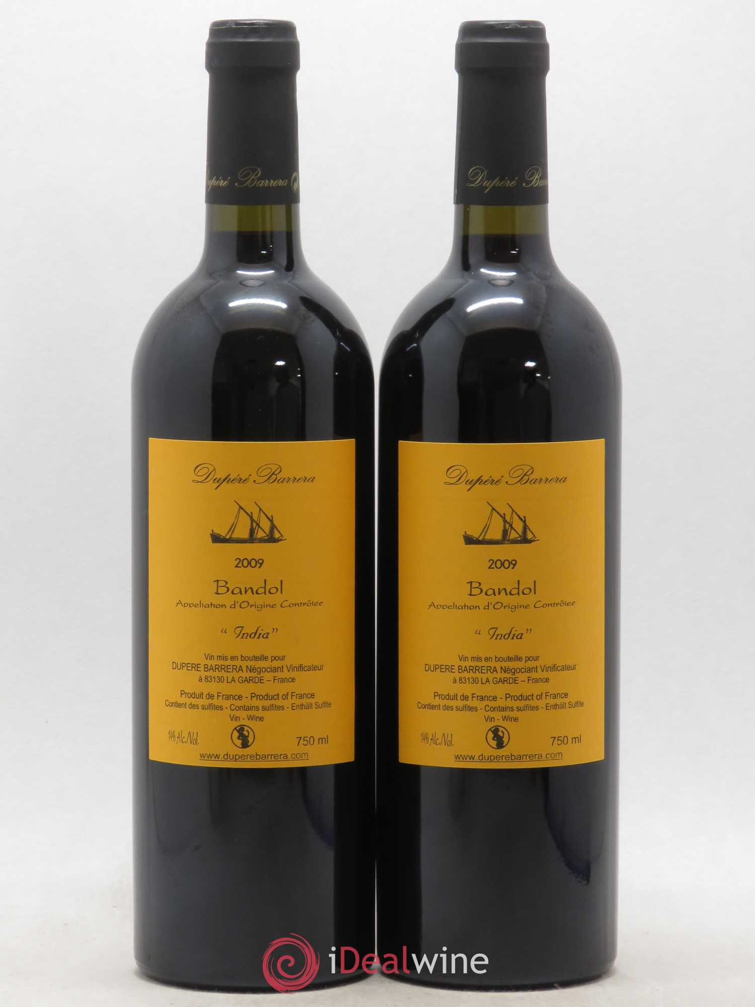 Bandol India Dupere Barrera 2009 - Posten von 2 Flaschen - 0