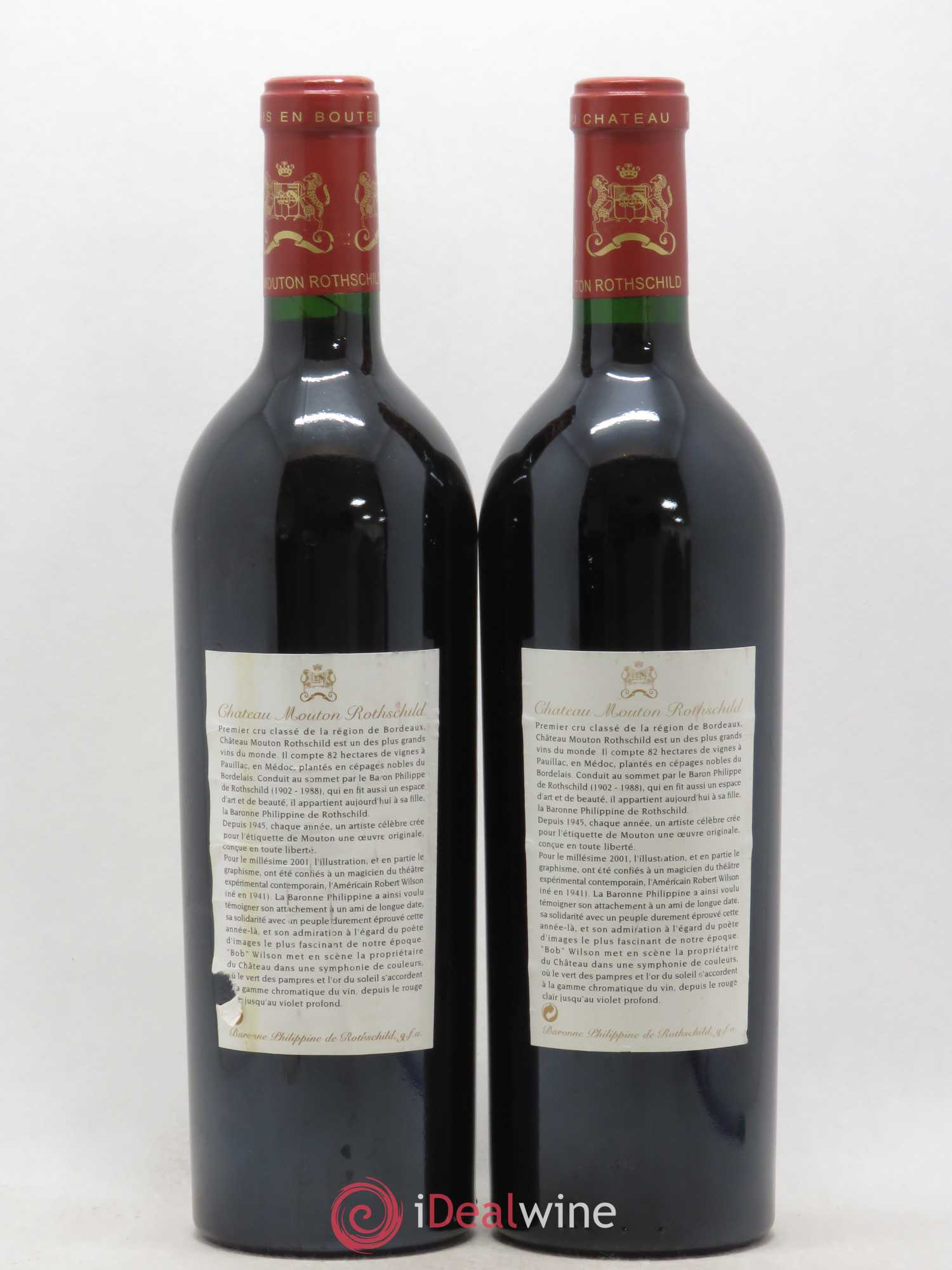 Château Mouton Rothschild 1er Grand Cru Classé 2001 - Lot de 2 bouteilles - 1