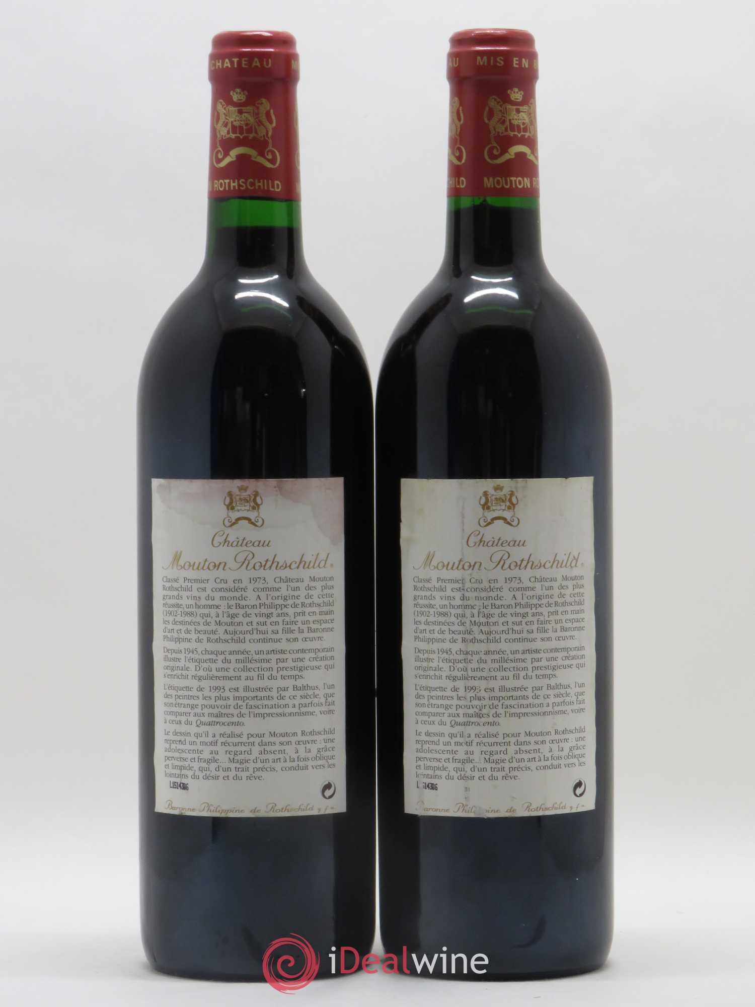 Château Mouton Rothschild 1er Grand Cru Classé 1993 - Lot de 2 bouteilles - 1