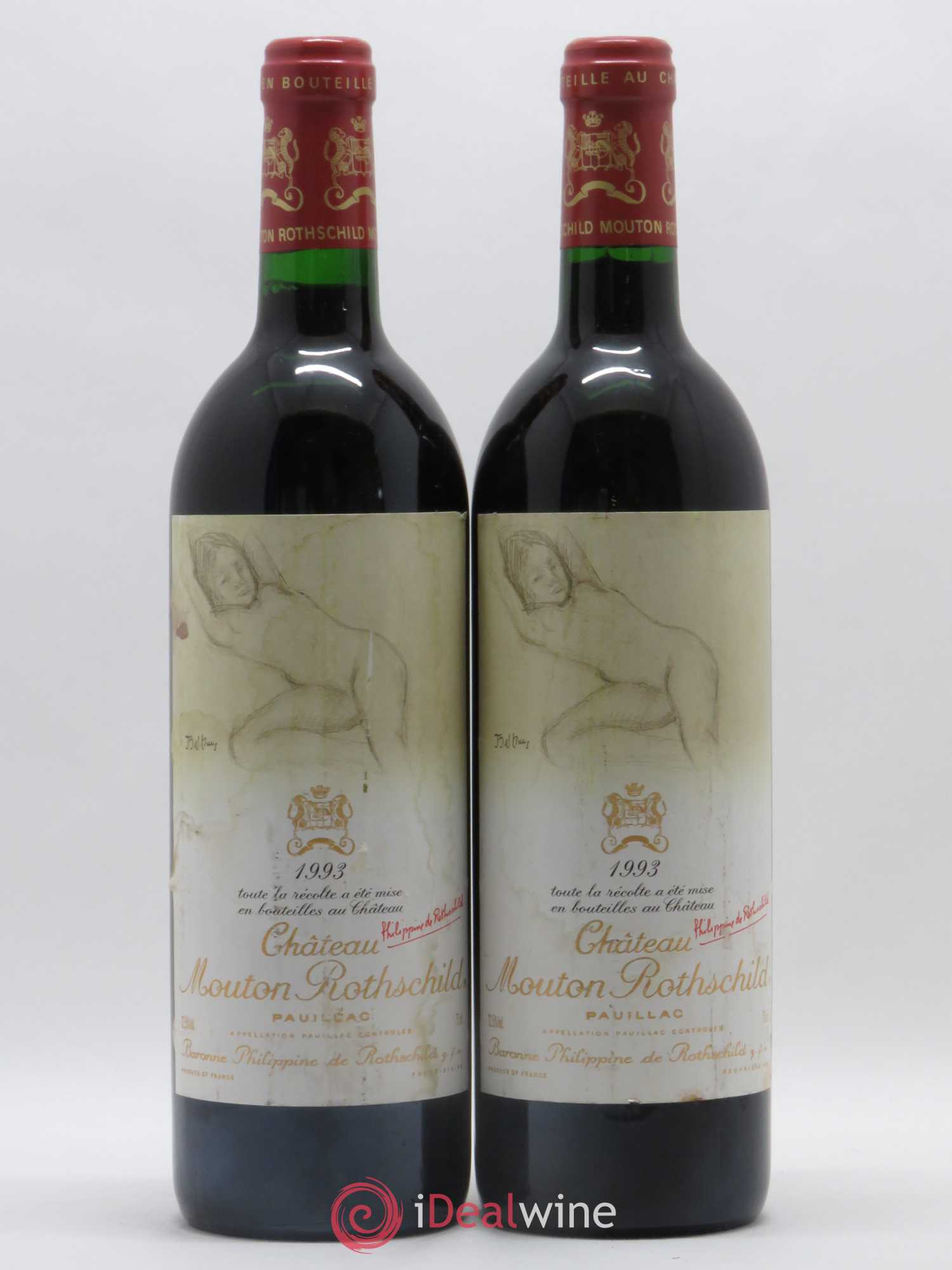 Château Mouton Rothschild 1er Grand Cru Classé 1993 - Lot de 2 bouteilles - 0