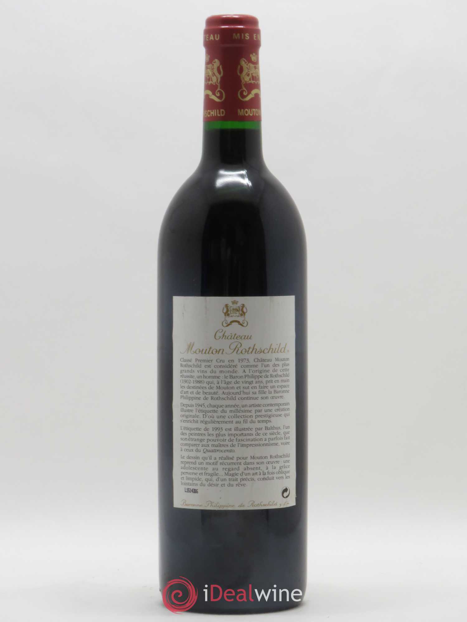 Château Mouton Rothschild 1er Grand Cru Classé 1993 - Lot de 1 bouteille - 1