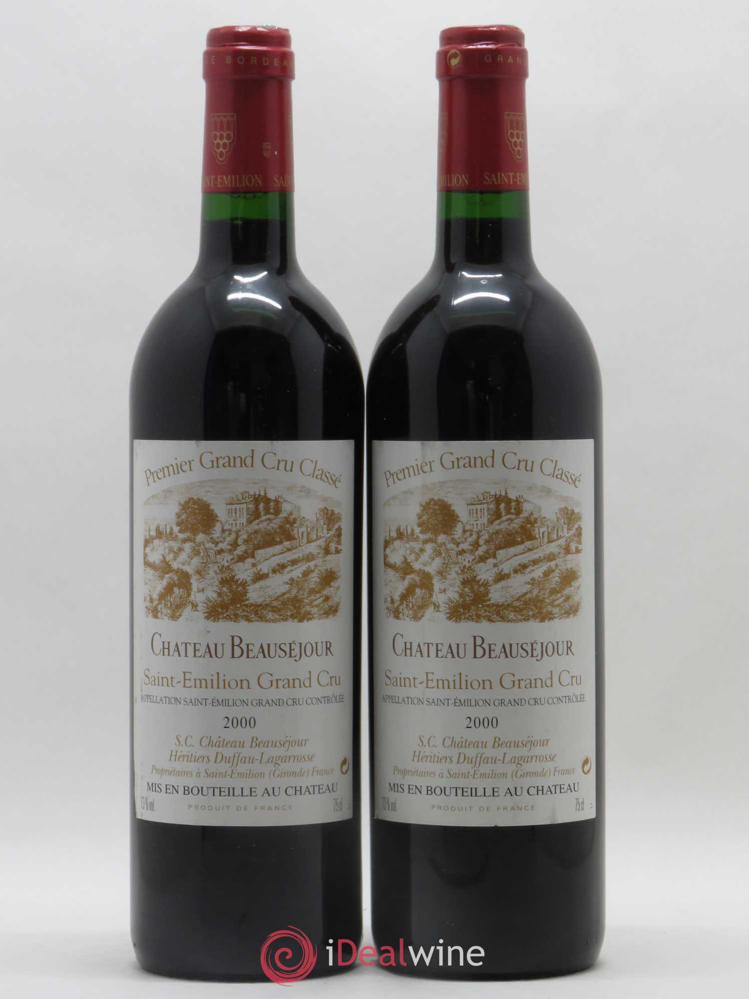 Château Beauséjour (Duffau-Lagarrosse) 1er Grand Cru Classé B 2000 - Lot de 2 bouteilles - 0