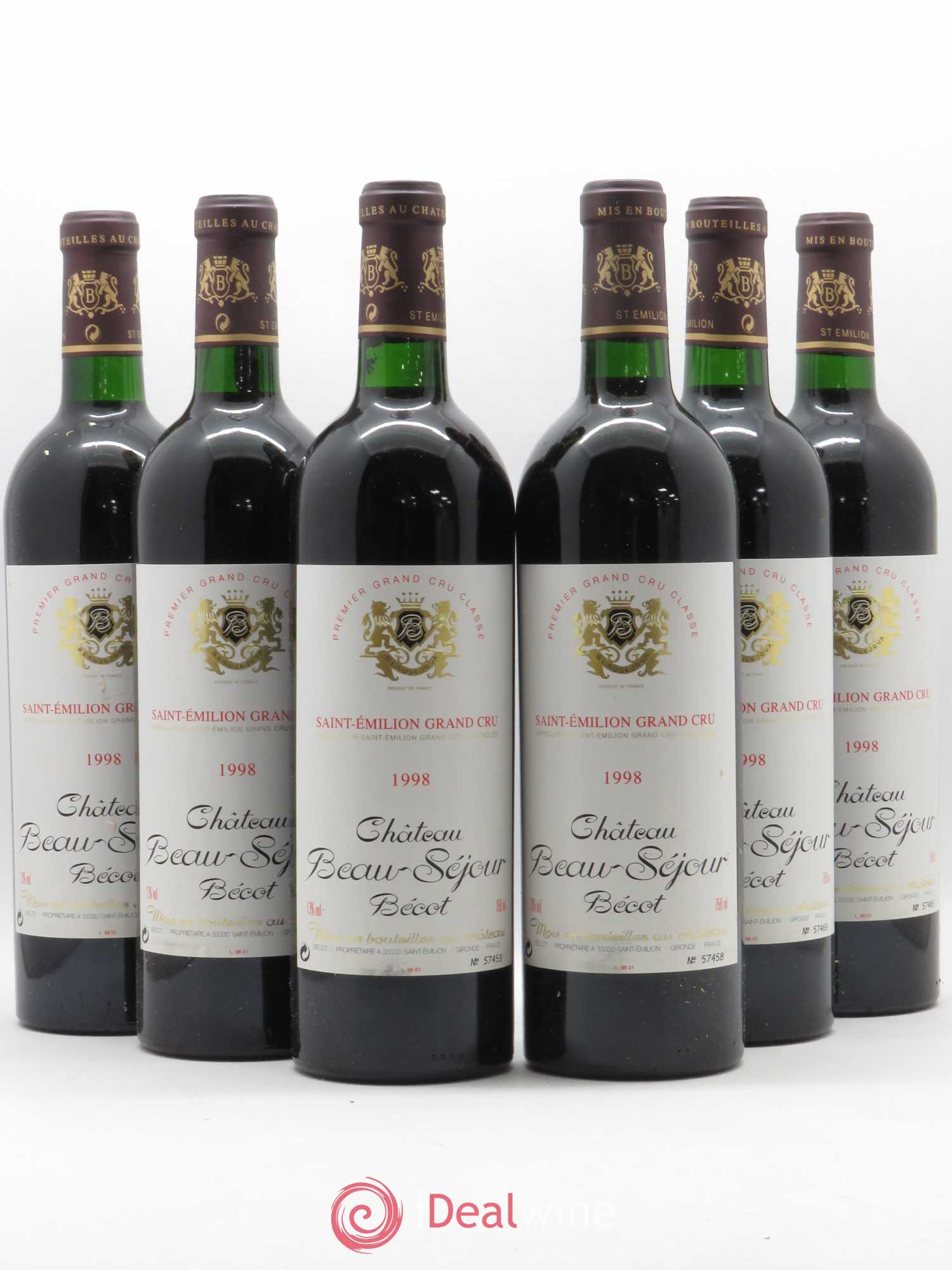 Château Beau-Séjour Bécot 1er Grand Cru Classé B 1998 - Lot de 6 bouteilles - 0
