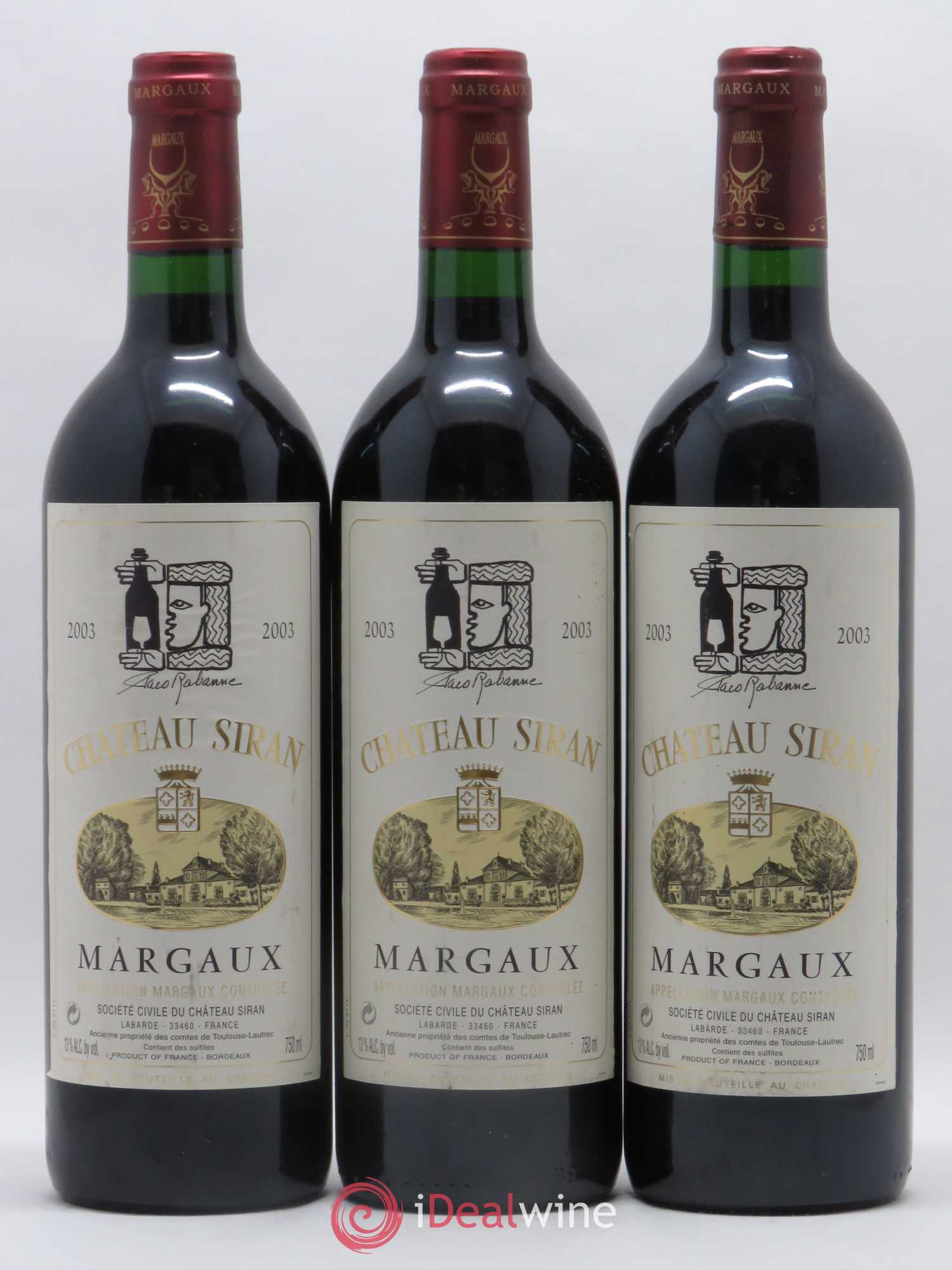Château Siran 2003 - Lot de 3 bouteilles - 0