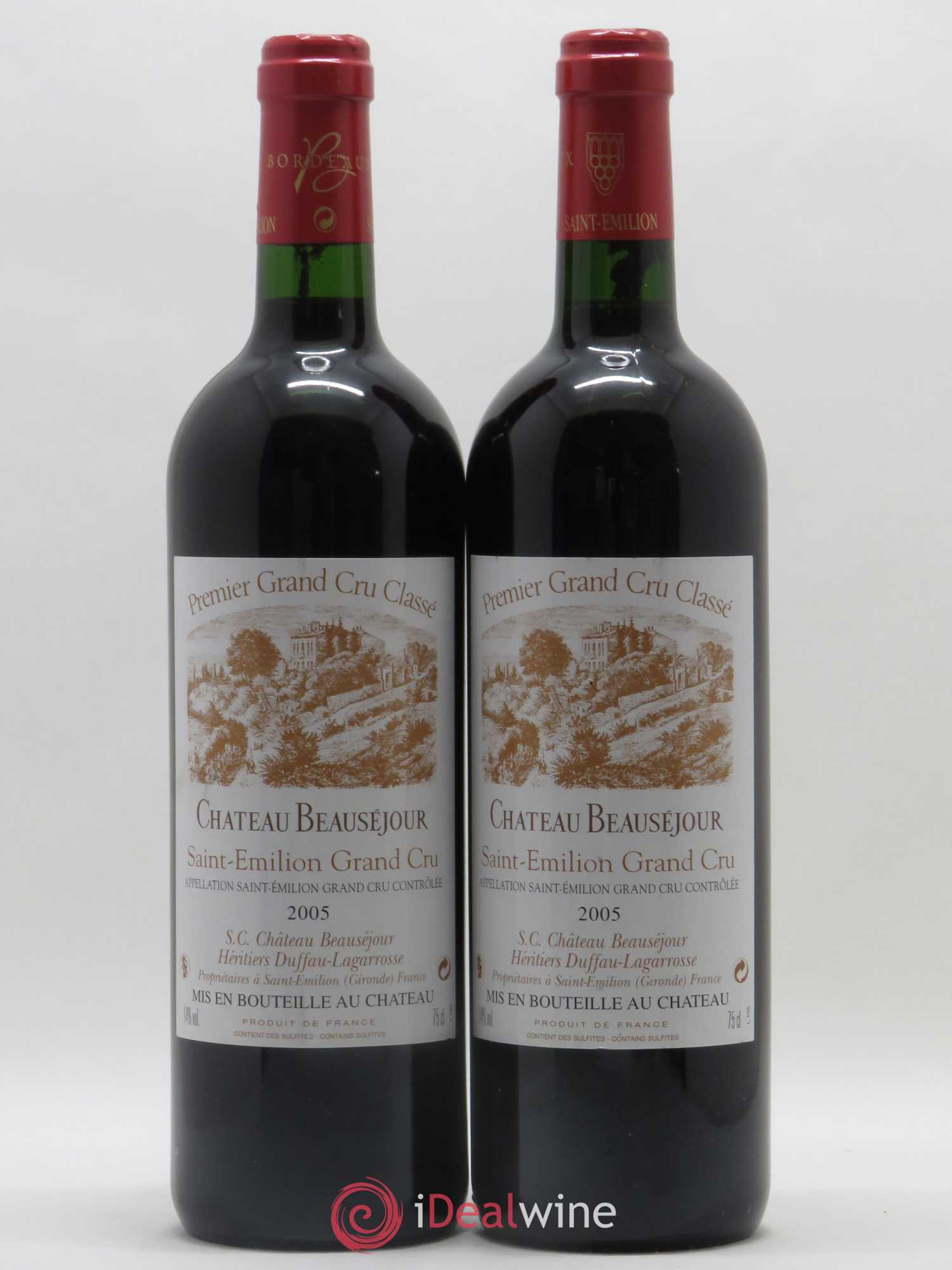 Château Beauséjour (Duffau-Lagarrosse) 1er Grand Cru Classé B 2005 - Lot de 2 bouteilles - 0
