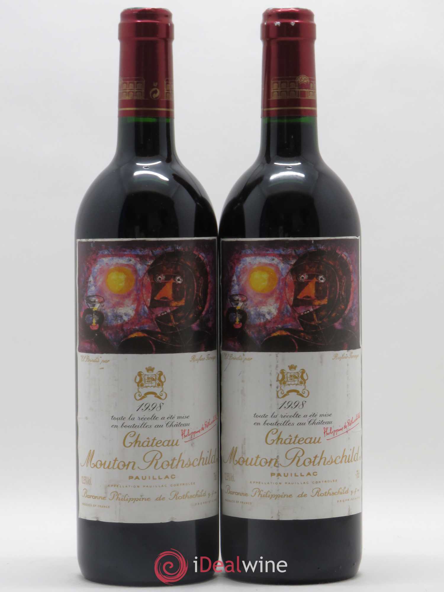 Château Mouton Rothschild 1er Grand Cru Classé 1998 - Lot de 2 bouteilles - 0