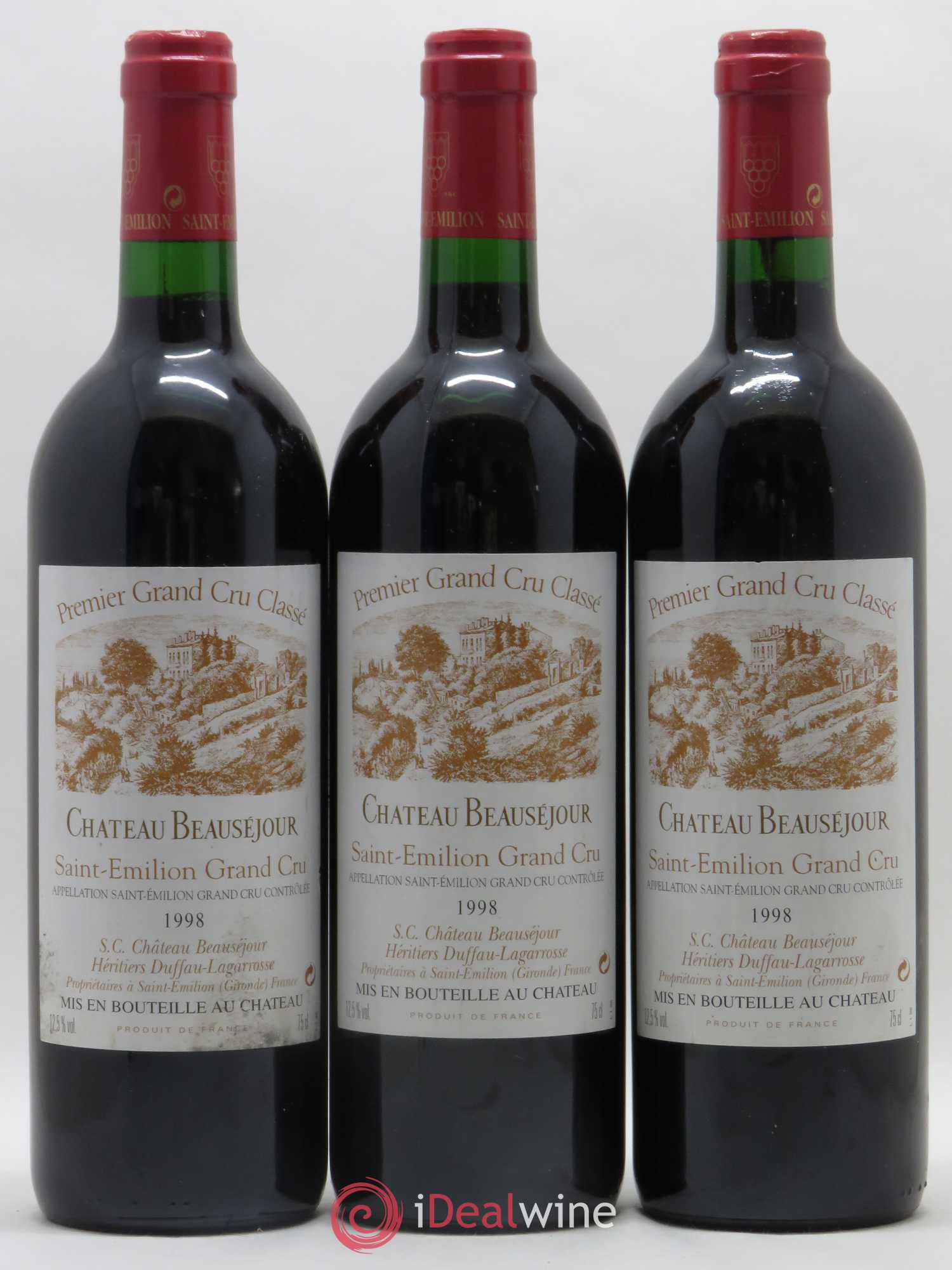 Château Beauséjour (Duffau-Lagarrosse) 1er Grand Cru Classé B 1998 - Lot de 3 bouteilles - 0