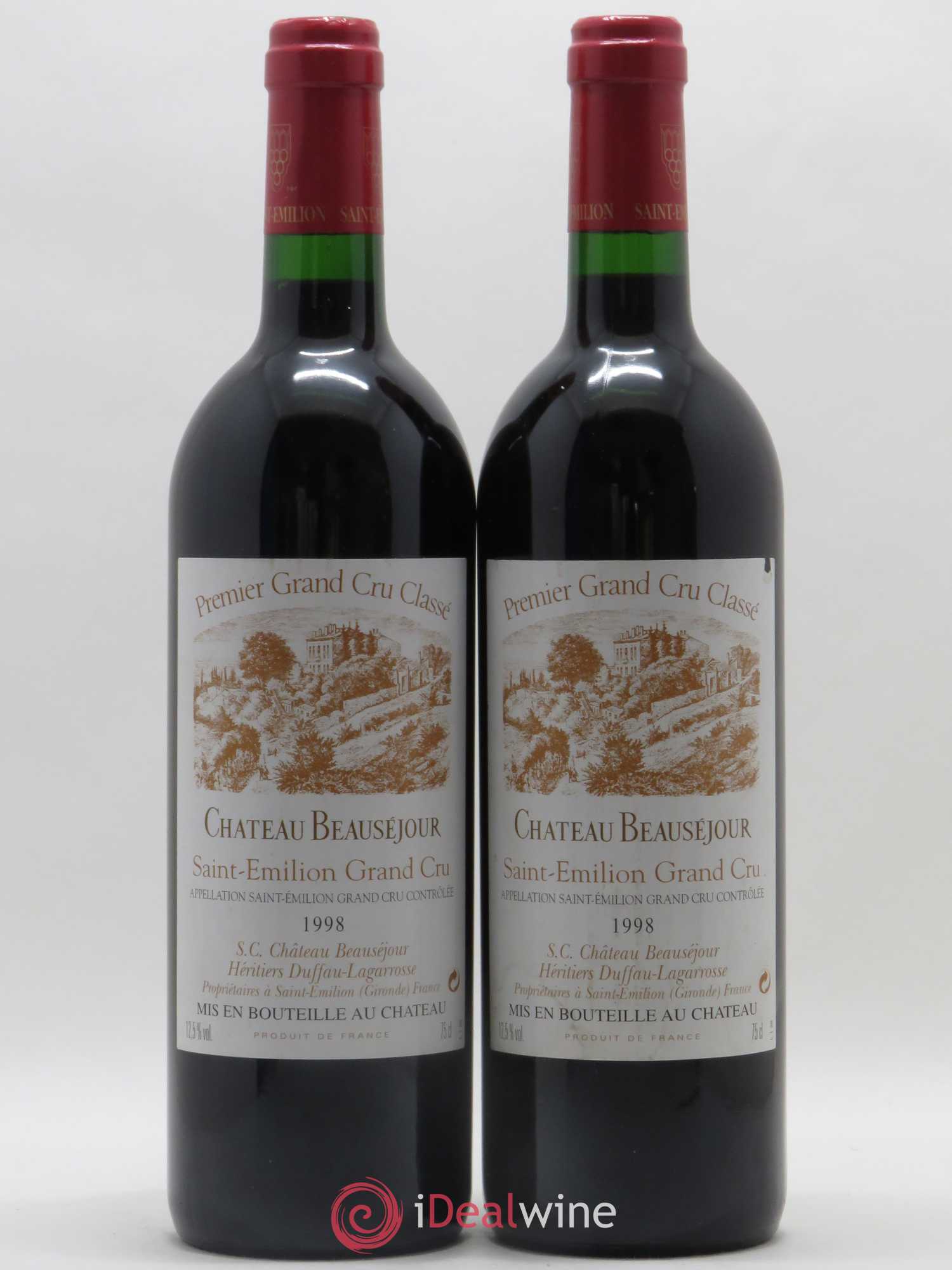 Château Beauséjour (Duffau-Lagarrosse) 1er Grand Cru Classé B 1998 - Lot de 2 bouteilles - 0