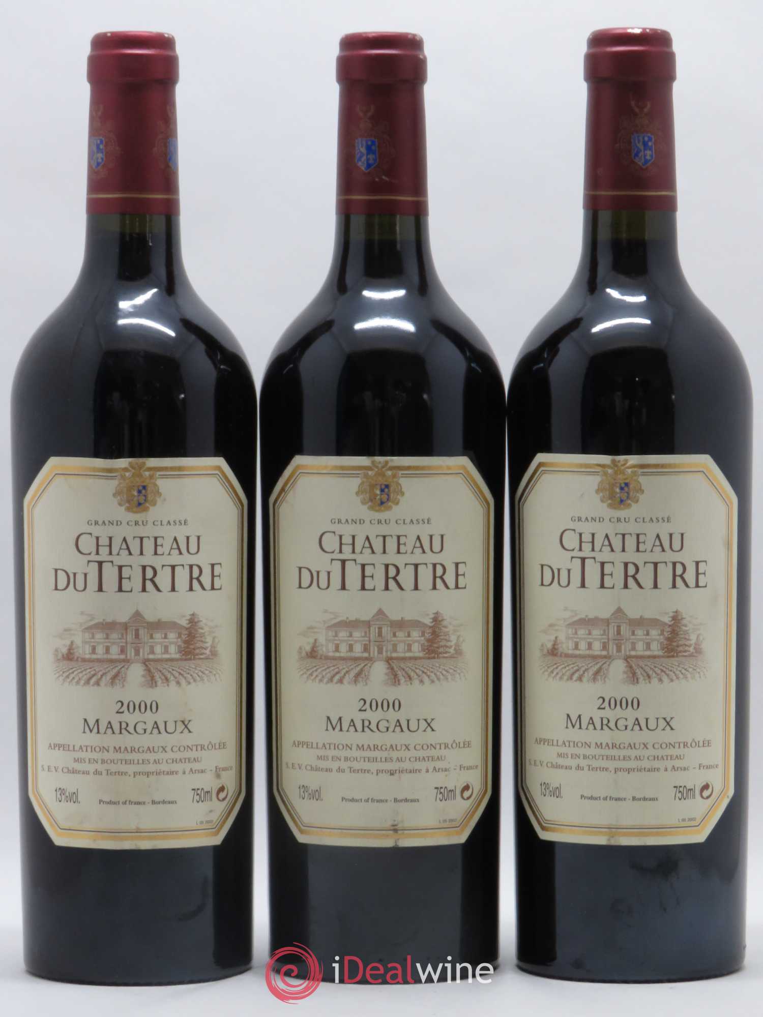 Château du Tertre 5ème Grand Cru Classé 2000 - Lot de 3 bouteilles - 0