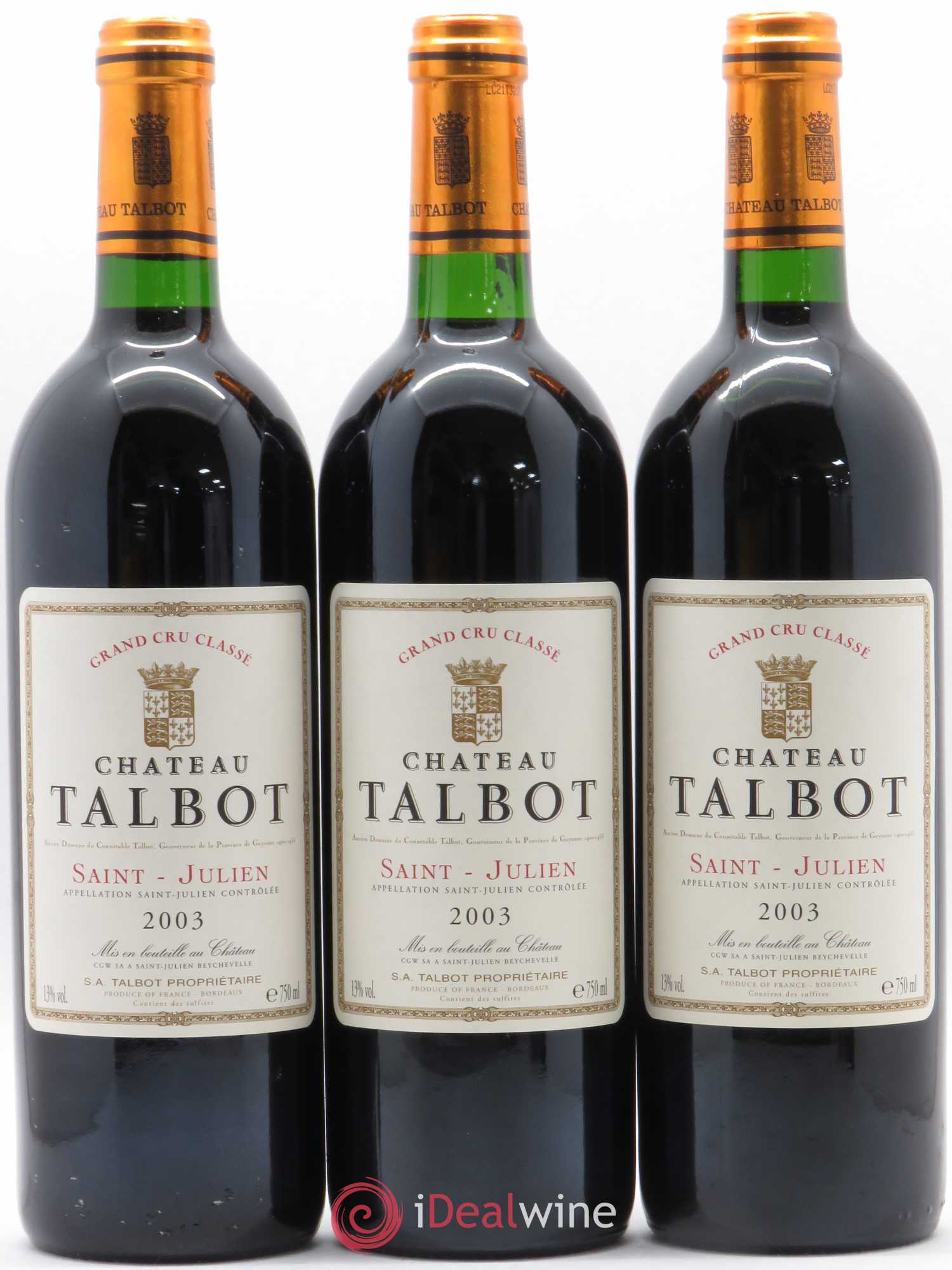 Château Talbot 4ème Grand Cru Classé 2003 - Lot de 6 bouteilles - 1