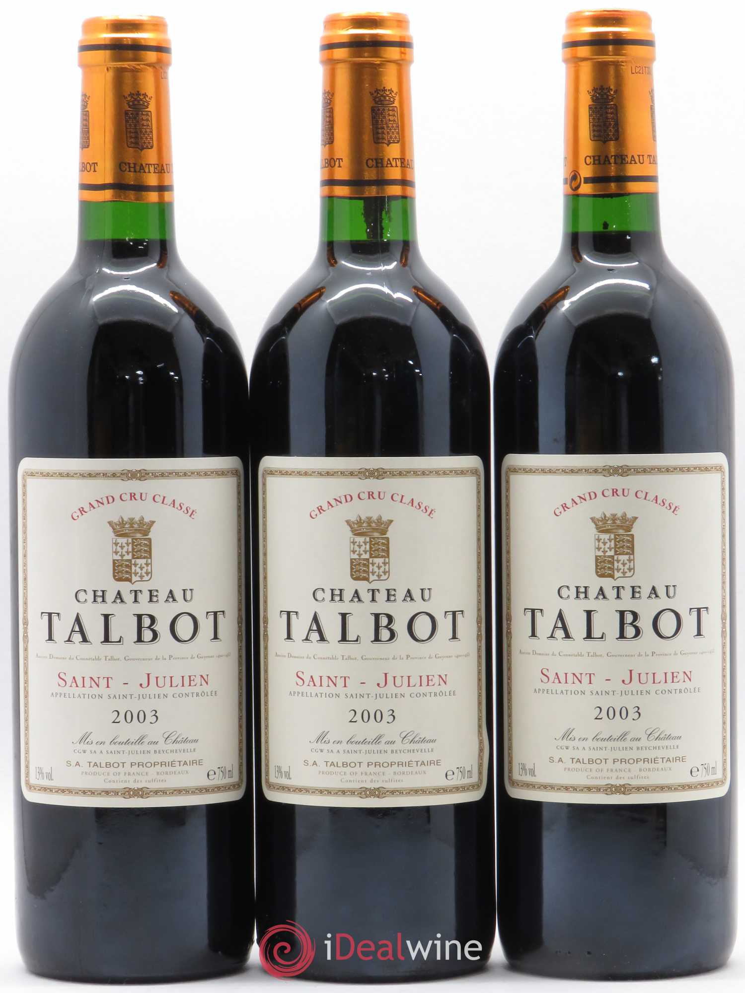 Château Talbot 4ème Grand Cru Classé 2003 - Lot de 6 bouteilles - 2