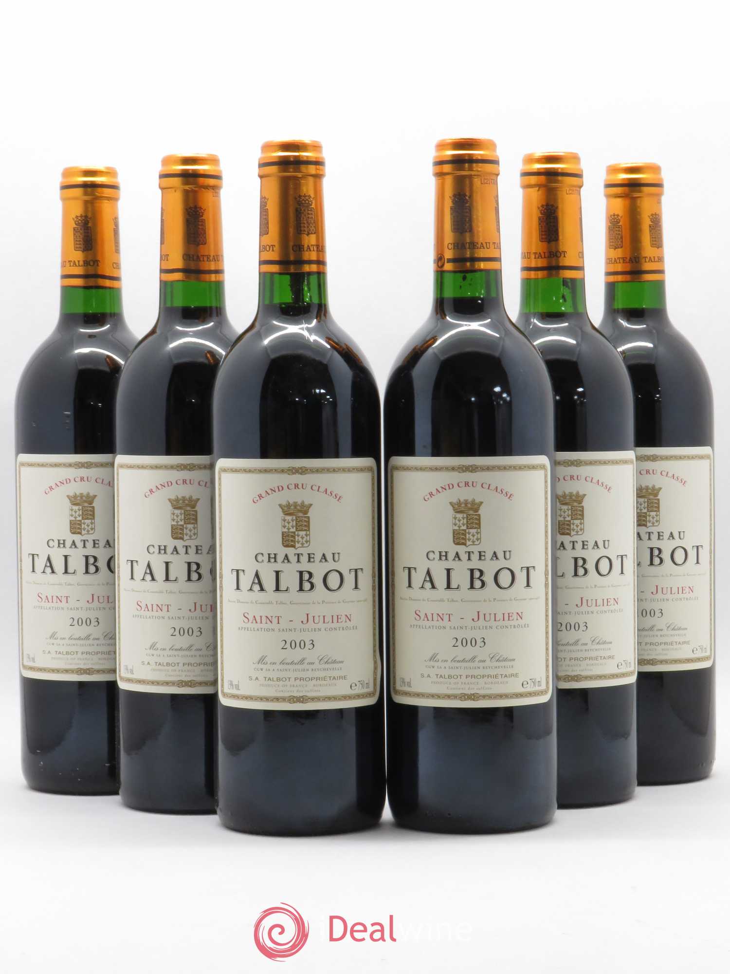 Château Talbot 4ème Grand Cru Classé 2003 - Lot de 6 bouteilles - 0